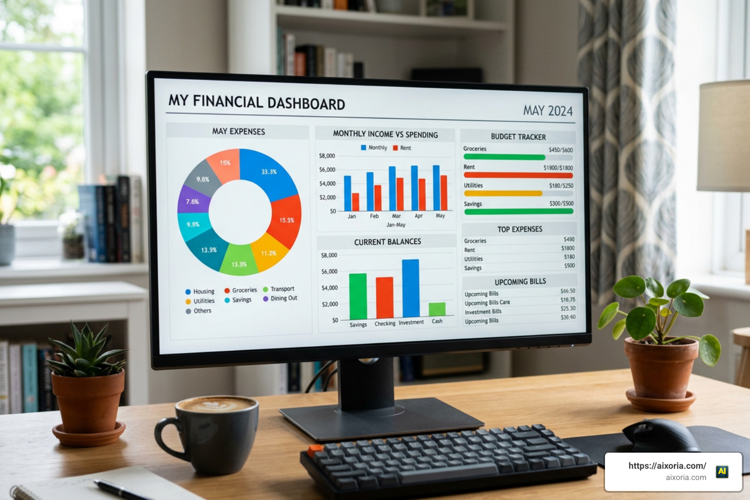 digital financial dashboard for home accounting