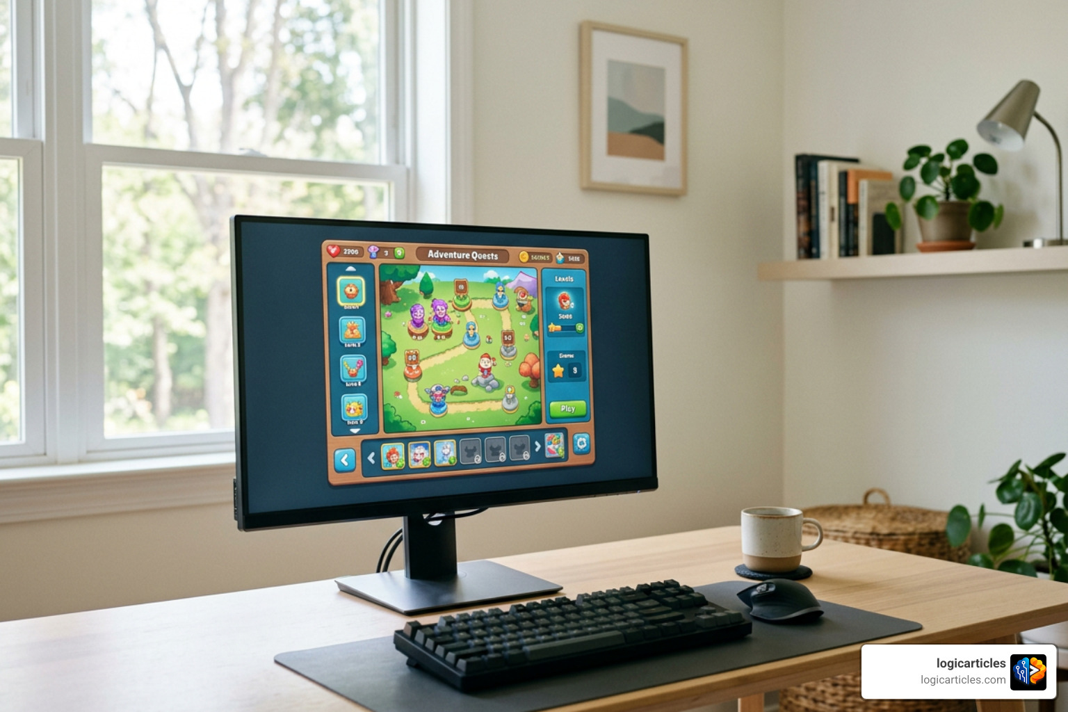 A clean and minimal desktop setup perfect for casual browser gaming sessions A clean and minimal desktop setup perfect for casual browser gaming sessions