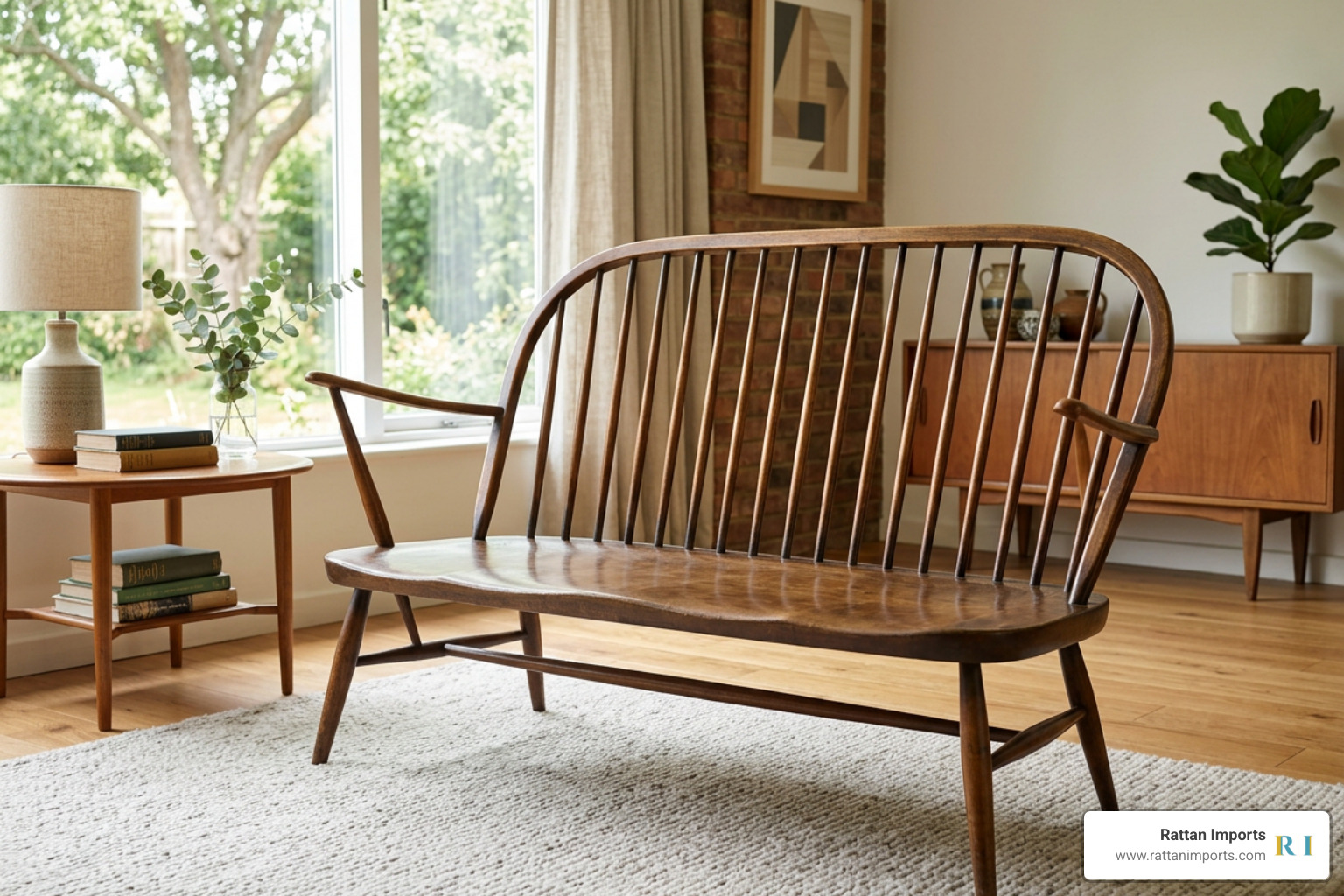 Vintage Ercol Love Seat Model 450 showing the classic mid-century lines and rich patina of aged timber Vintage Ercol Love Seat Model 450 showing the classic mid-century lines and rich patina of aged timber