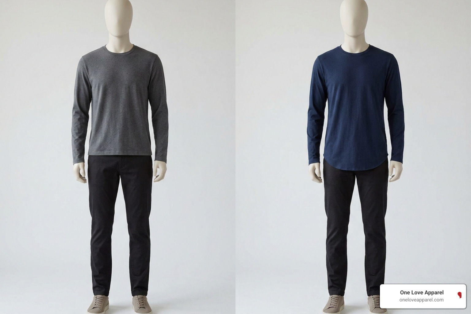 Comparing an untucked shirt hem versus a traditional tucked shirt tail