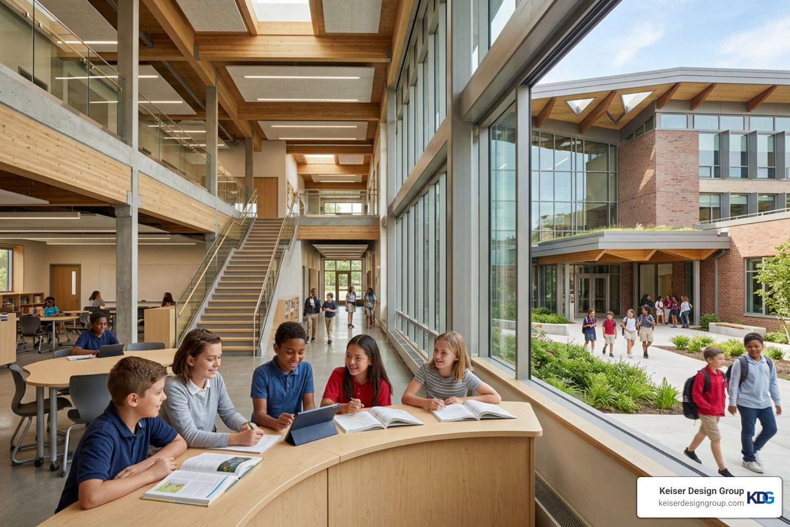 A school entrance facade incorporating local masonry and regional design elements A school entrance facade incorporating local masonry and regional design elements