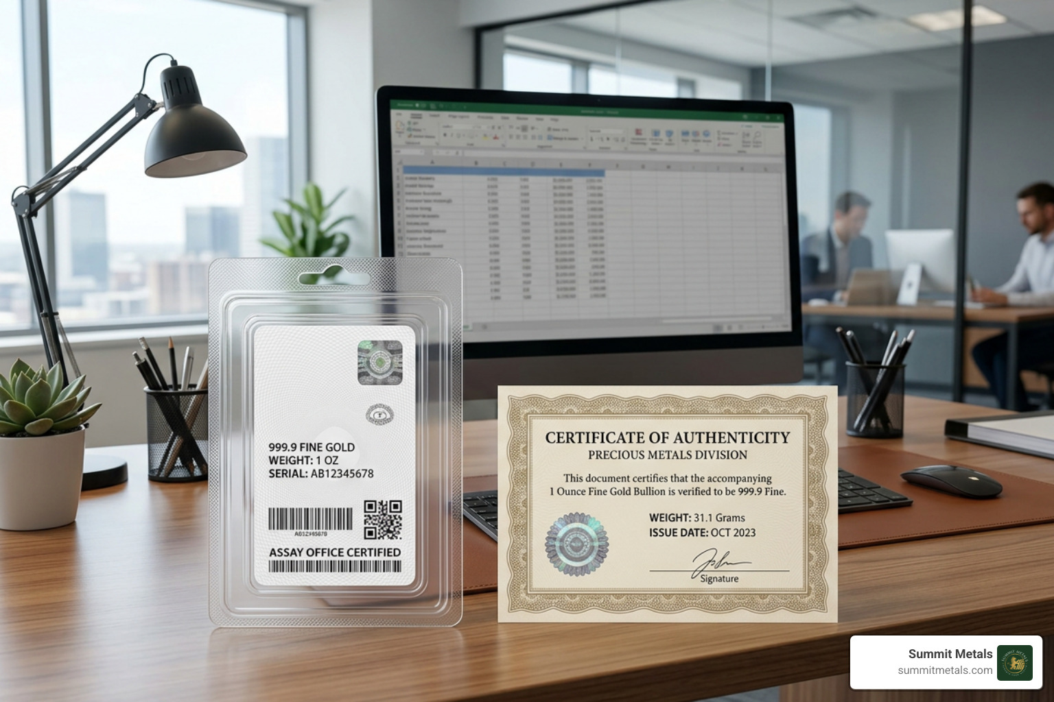 A clean workspace with high-security protective packaging and certificates