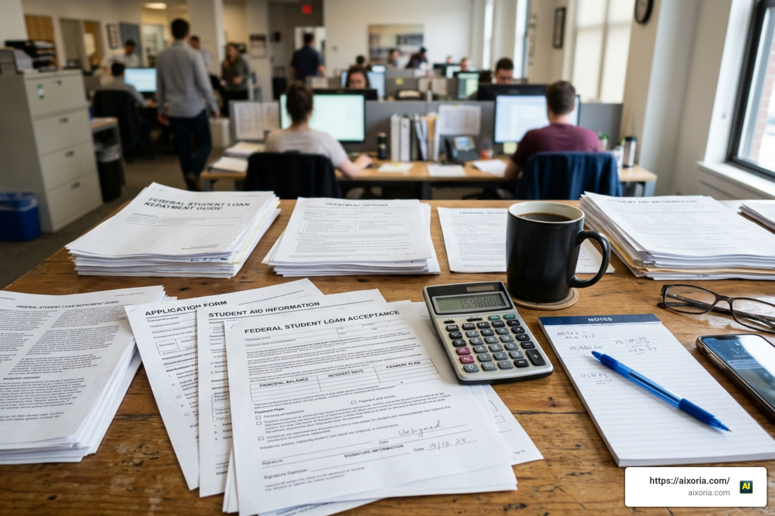 CRI student loan servicer federal documents on a desk