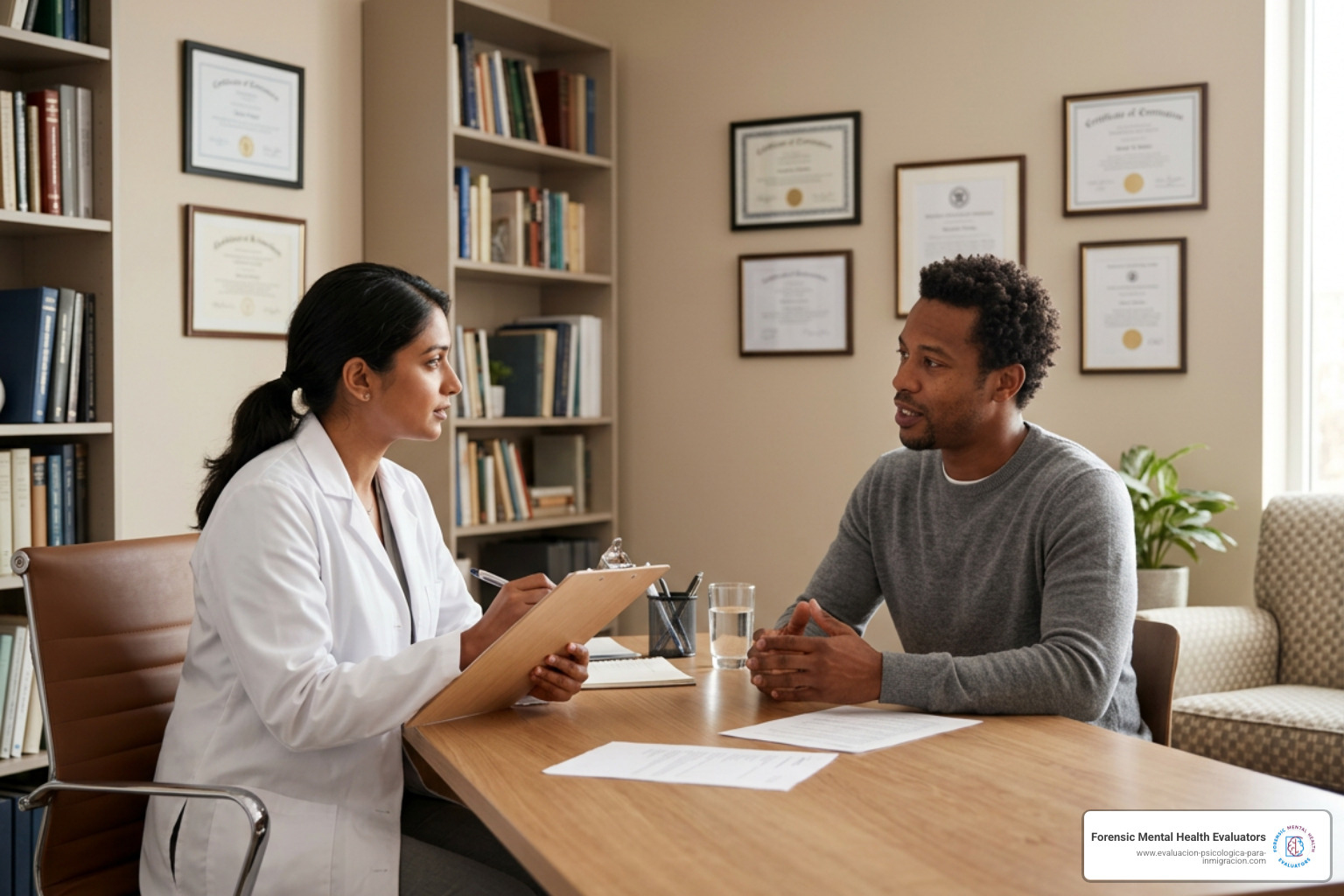 Clinical psychologist conducting a professional forensic evaluation for an immigration case Clinical psychologist conducting a professional forensic evaluation for an immigration case