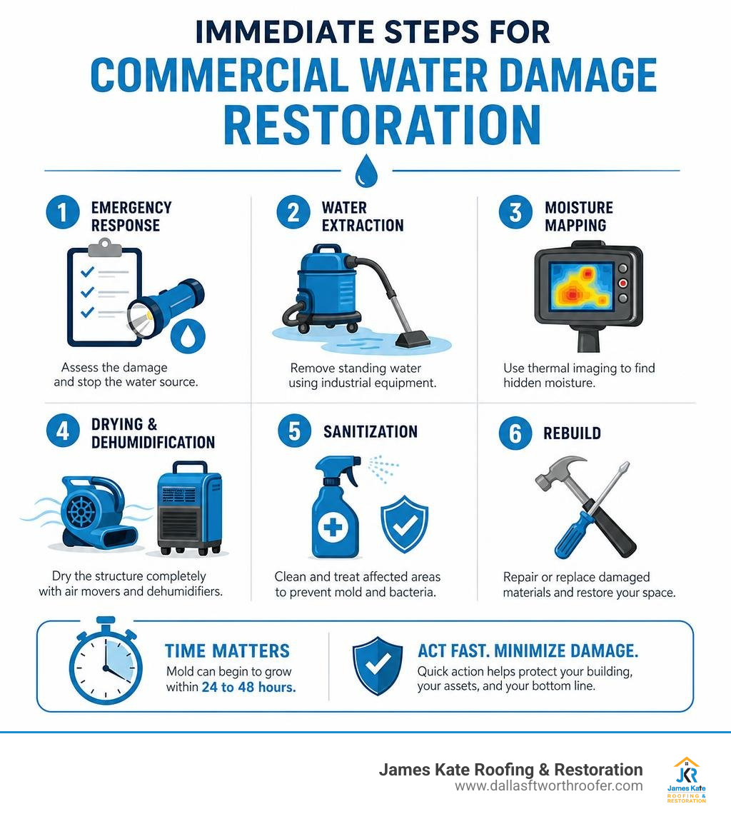 Immediate steps for commercial water damage solar infographic infographic Immediate steps for commercial water damage solar infographic infographic