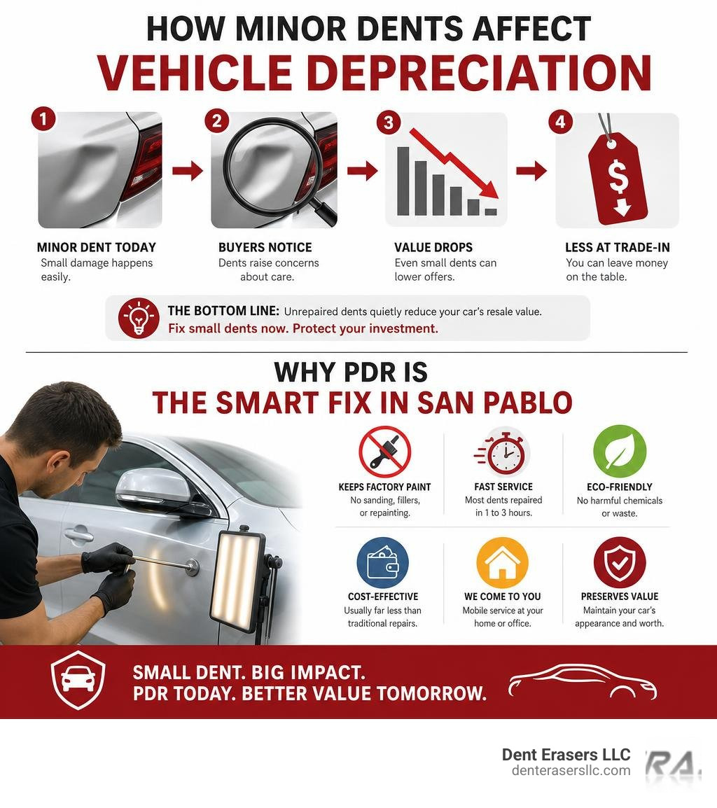How minor dents affect vehicle depreciation and why PDR is the smart fix in San Pablo infographic How Minor Dents Affect Vehicle Depreciation And Why Pdr Is The Smart Fix In San Pablo Infographic