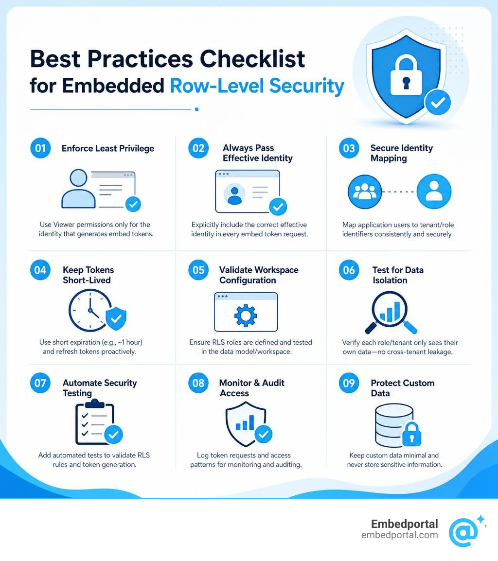 Best practices checklist for embedded row-level security infographic