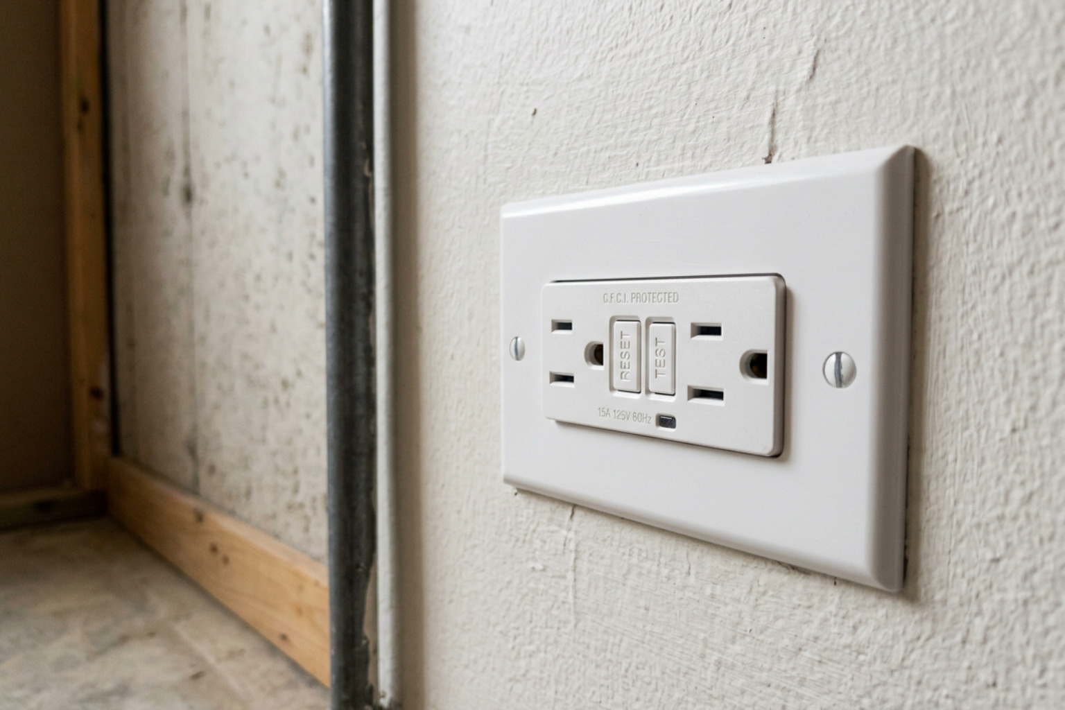 US-style GFCI outlet with test and reset buttons US-style GFCI outlet with test and reset buttons