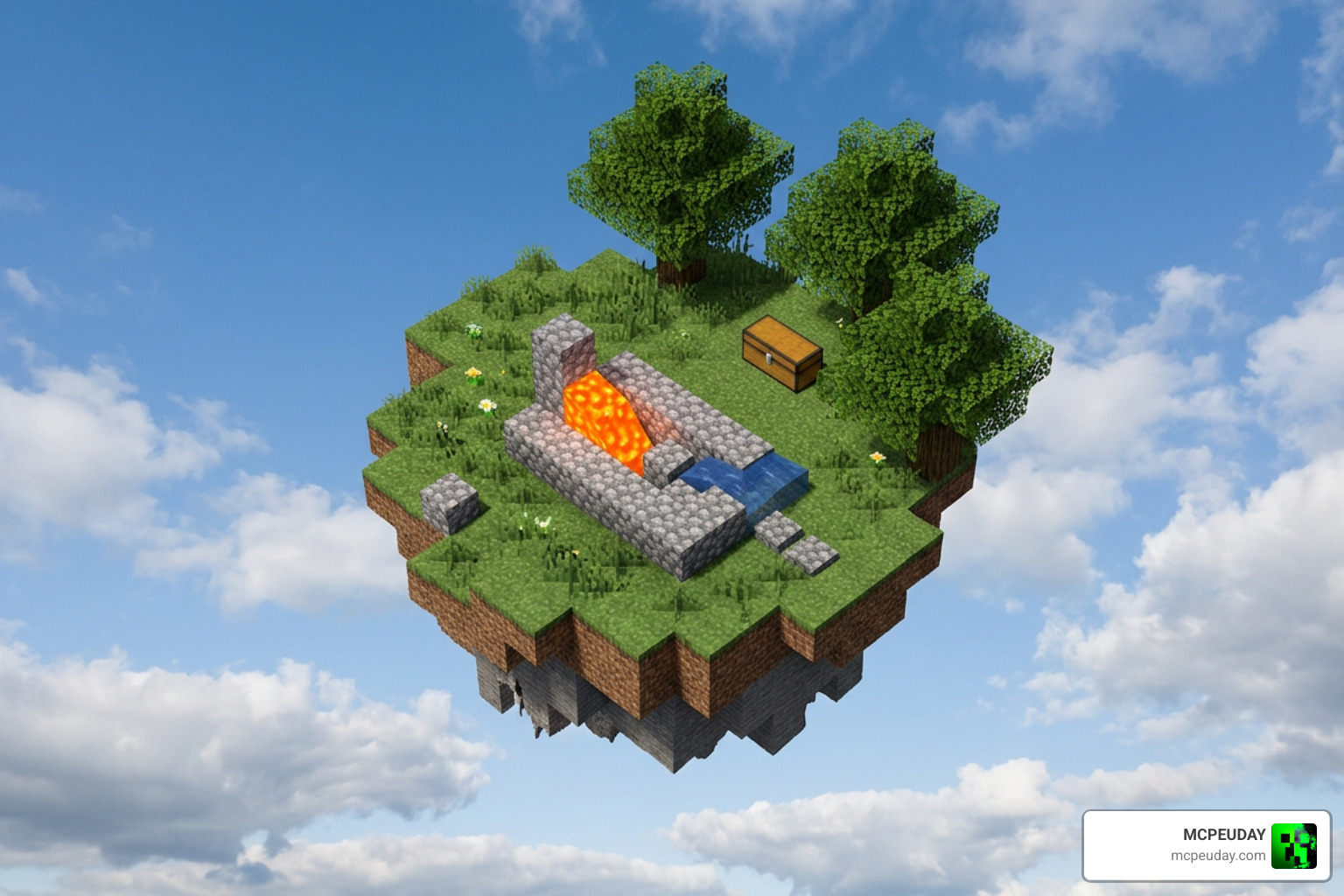 Optimal cobblestone generator setup on a skyblock island Optimal cobblestone generator setup on a skyblock island