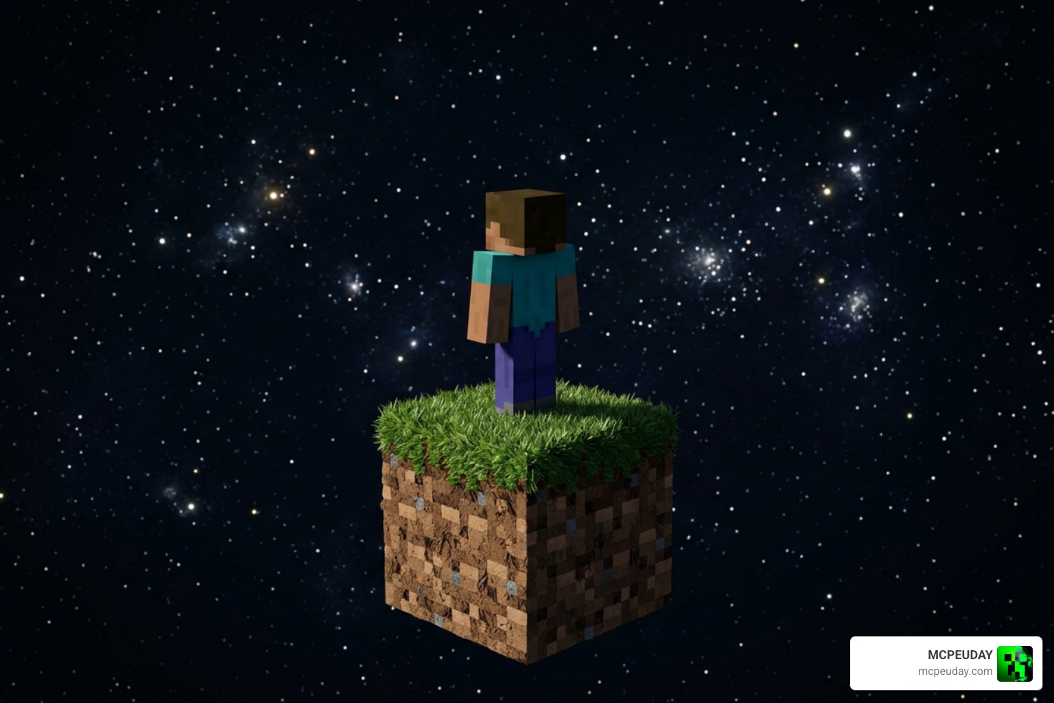 One Block Map player standing on a single block floating in the void One Block Map player standing on a single block floating in the void