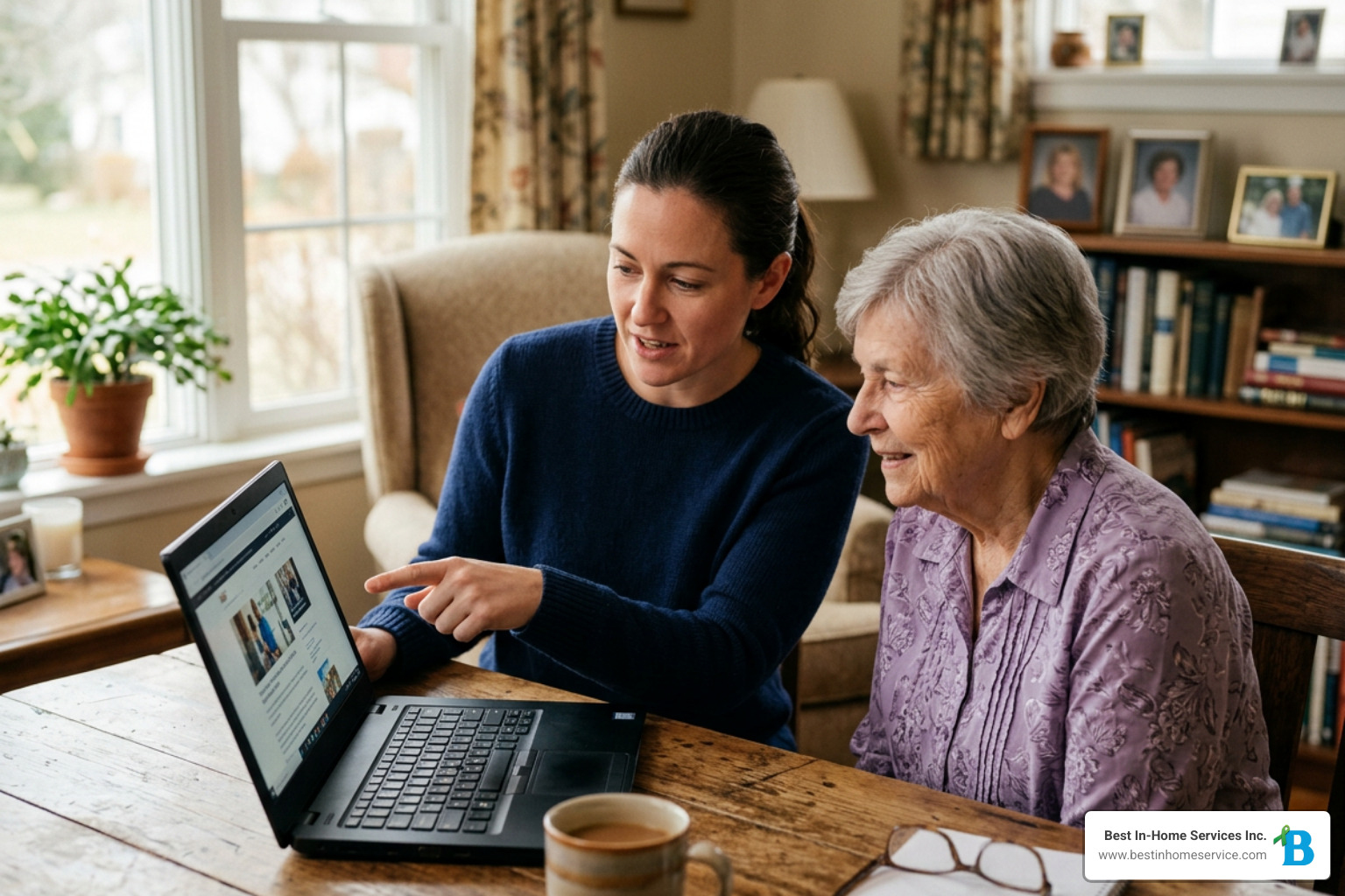 Caregiver answering questions