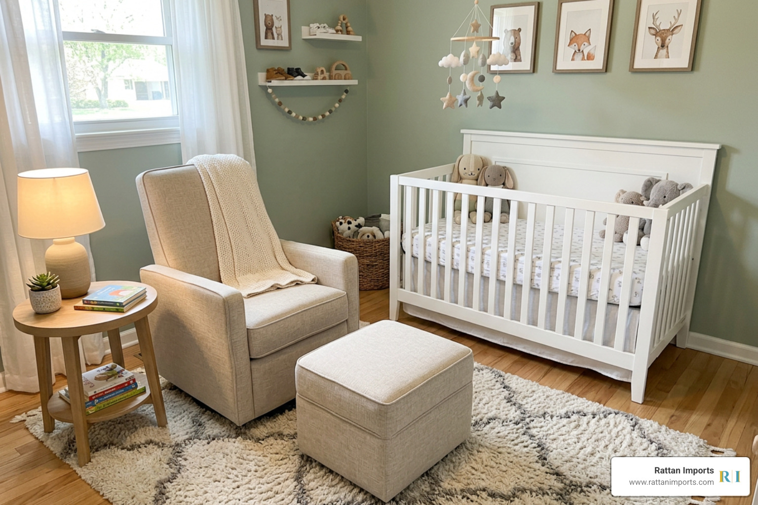 gliders with ottoman in a cozy nursery setting gliders with ottoman in a cozy nursery setting
