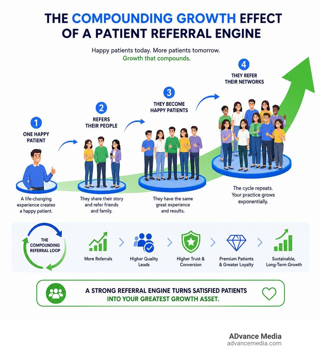 compounding growth effect of a patient referral engine infographic compounding growth effect of a patient referral engine infographic