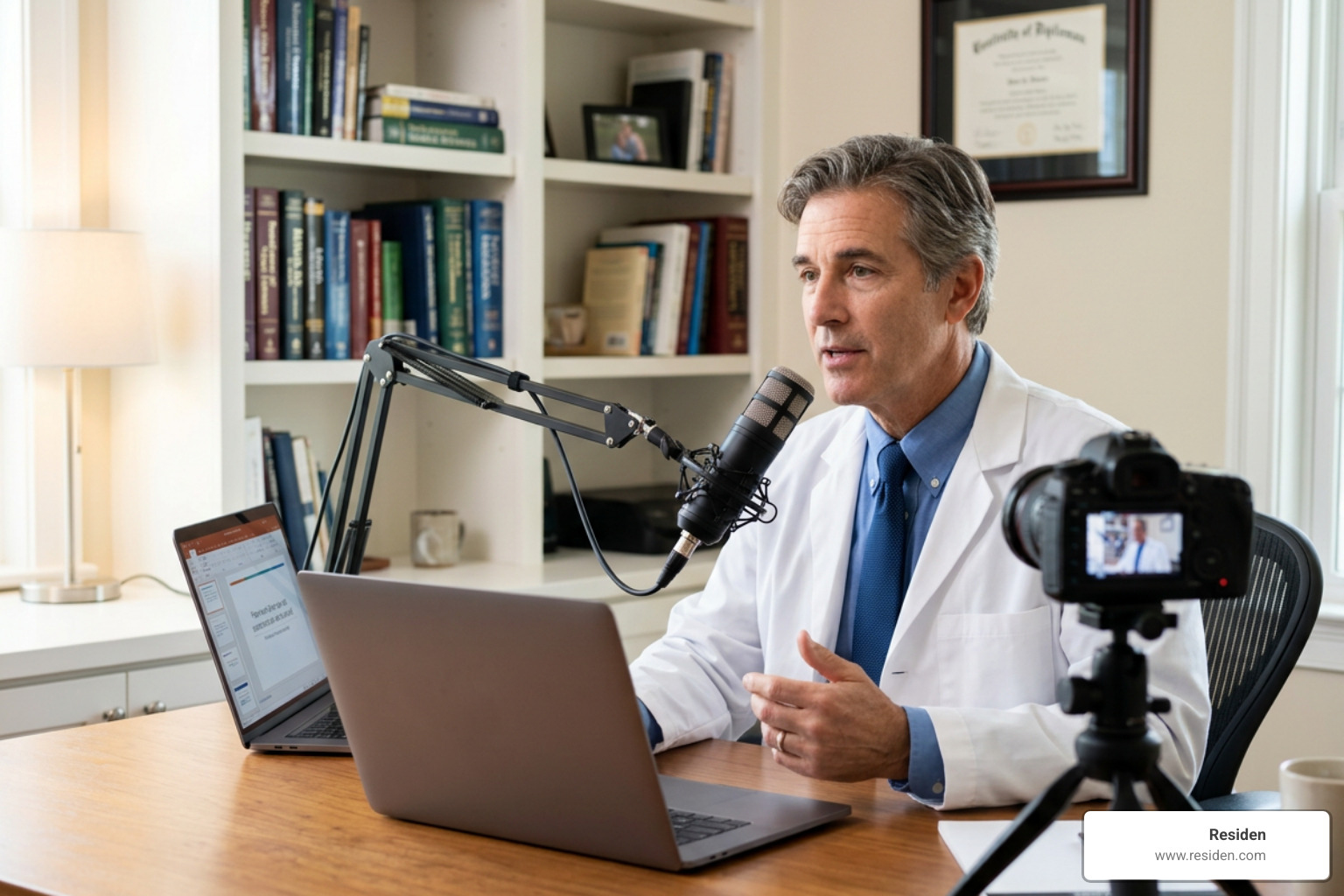 physician recording online lecture for digital course physician recording online lecture for digital course