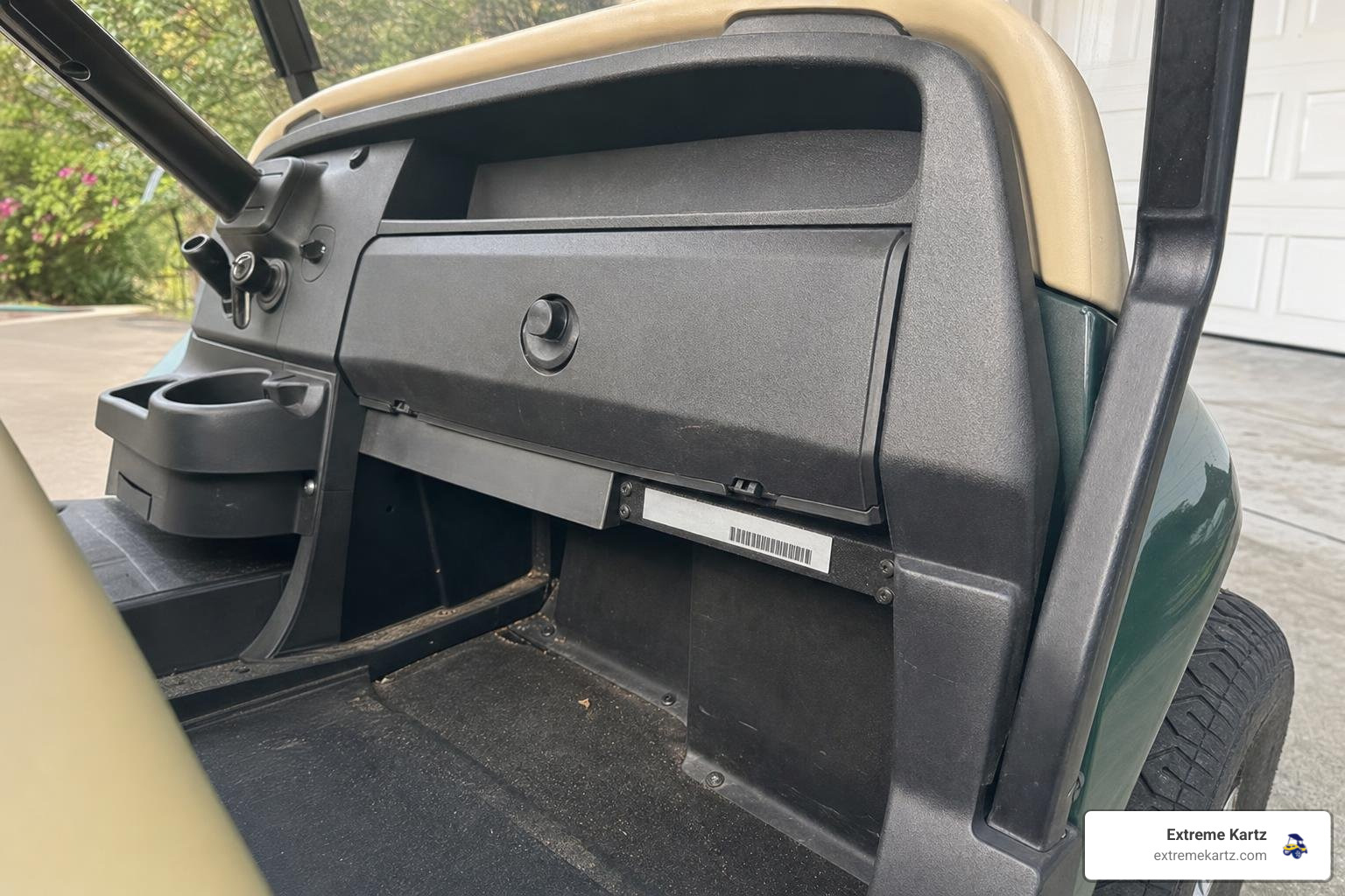 Passenger side glove box serial number location on a Club Car