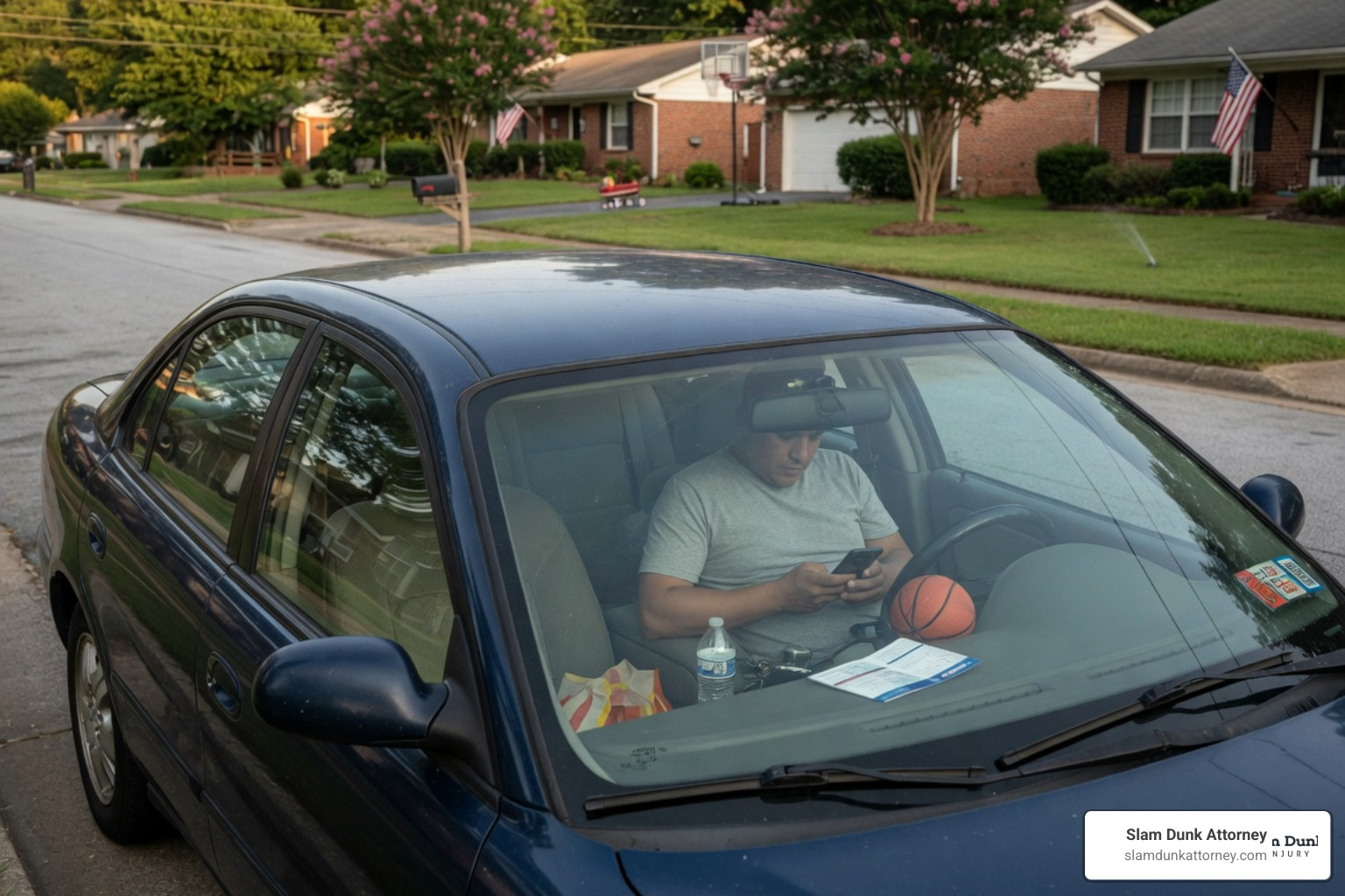 A Georgia driver reviewing insurance information for protection after an auto accident