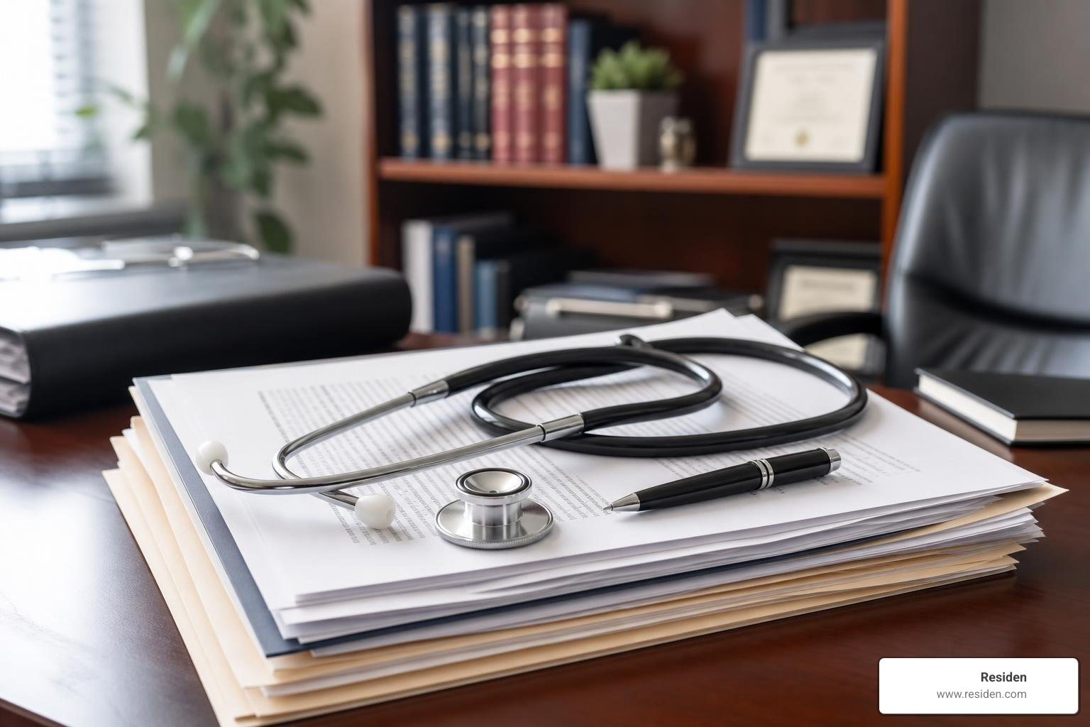 legal documents and stethoscope on desk representing medical practice compliance legal documents and stethoscope on desk representing medical practice compliance