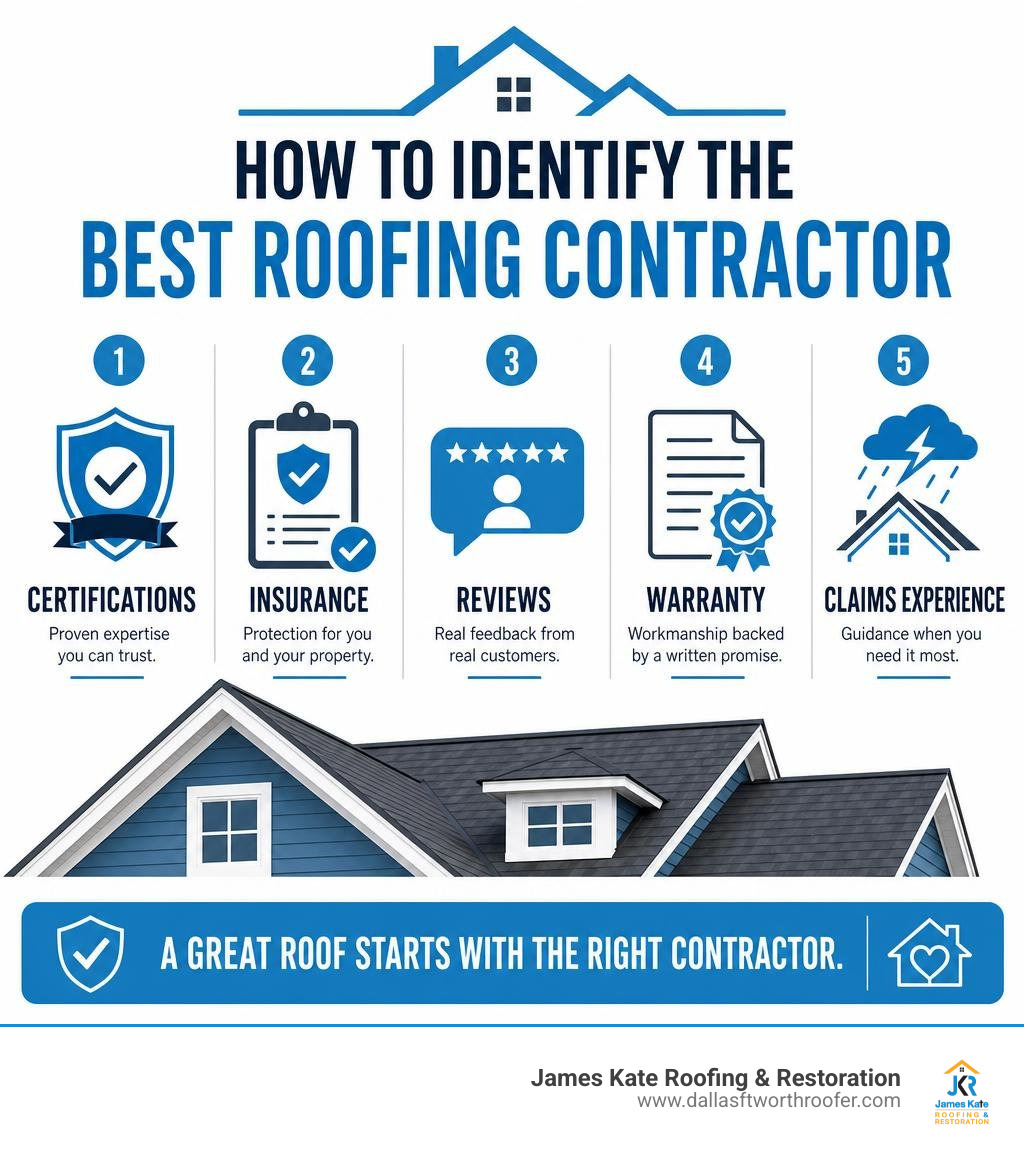 How to identify the best roofing contractor: certifications, insurance, reviews, warranty, and claims infographic How to identify the best roofing contractor: certifications, insurance, reviews, warranty, and claims infographic