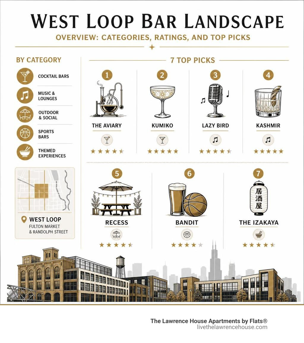 West Loop bar landscape overview: categories, ratings, and top picks infographic