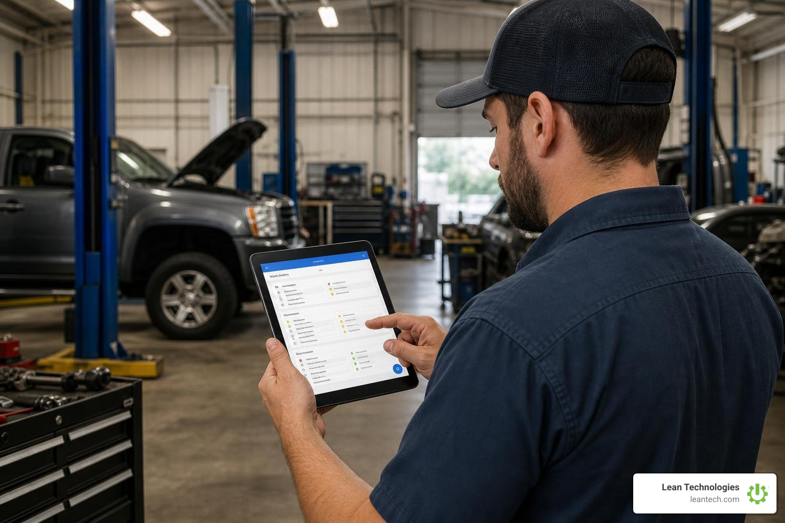 Digital work order tracking on a tablet on the shop floor Digital work order tracking on a tablet on the shop floor