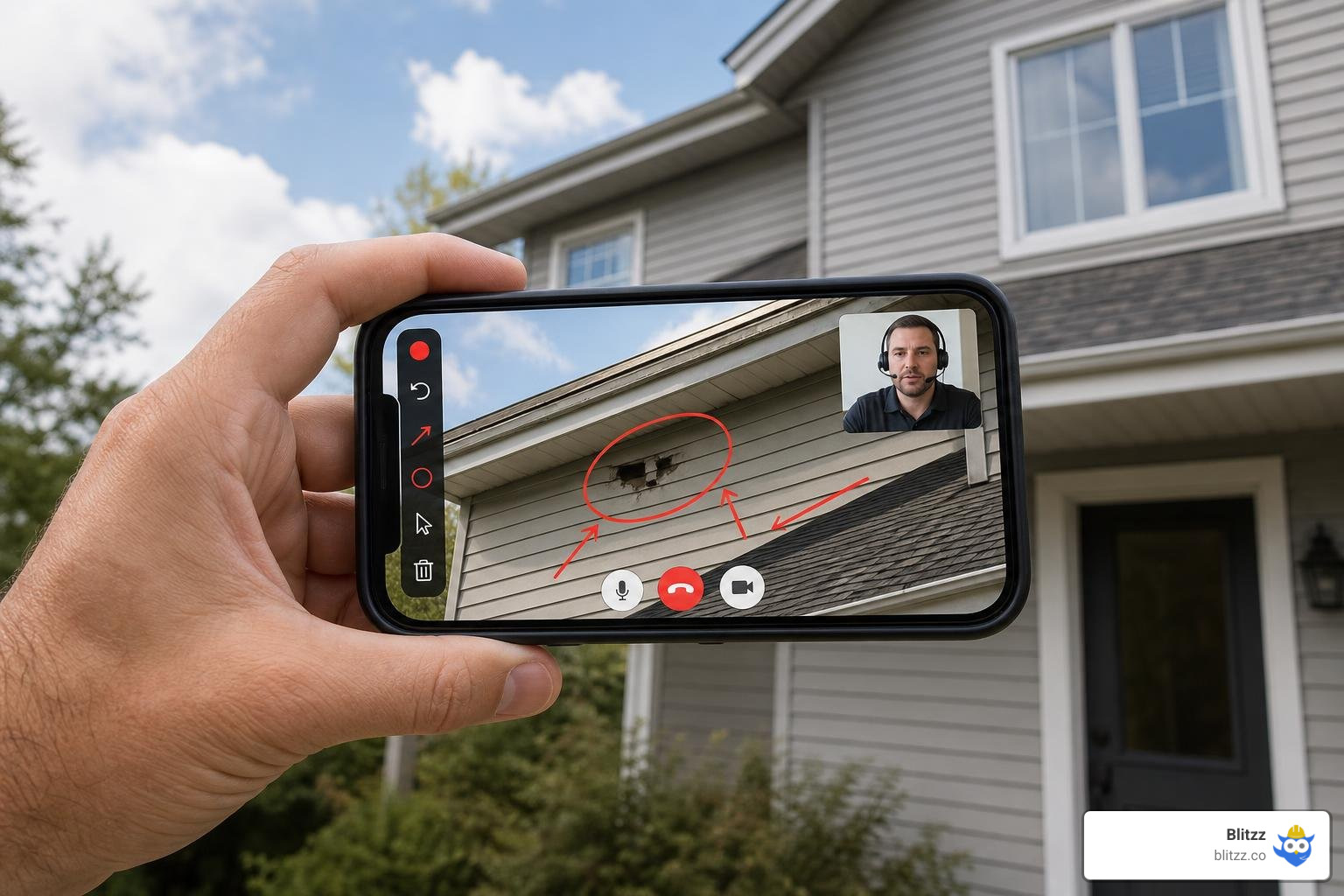 adjuster using AR annotations during a live video call