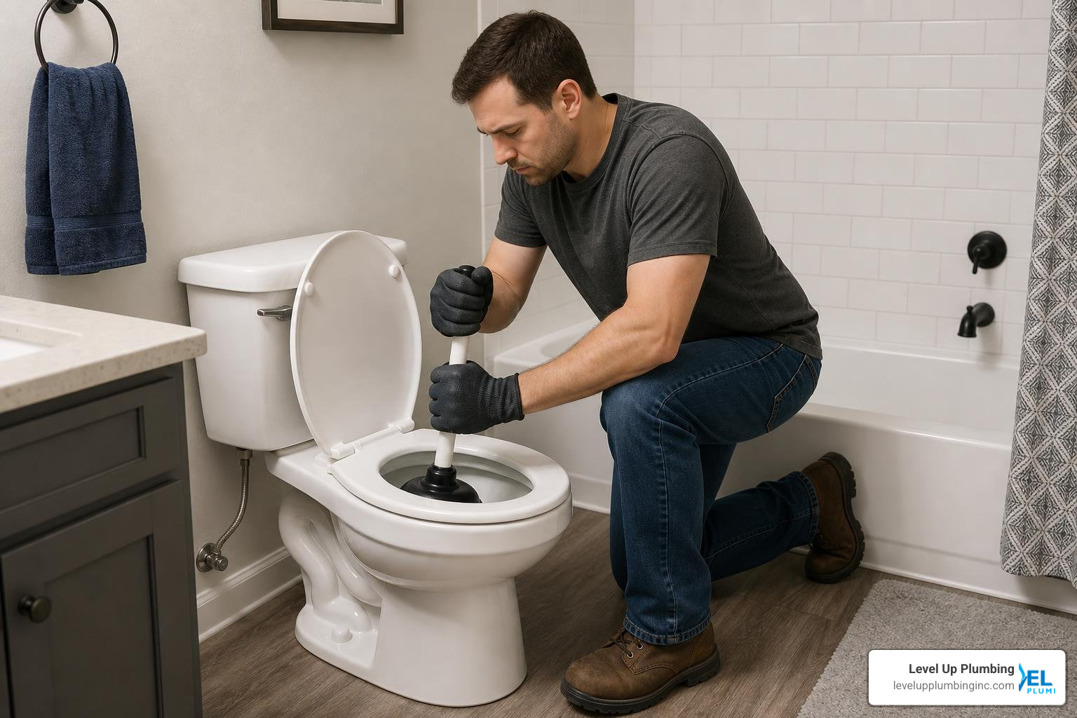 homeowner using a flange plunger homeowner using a flange plunger
