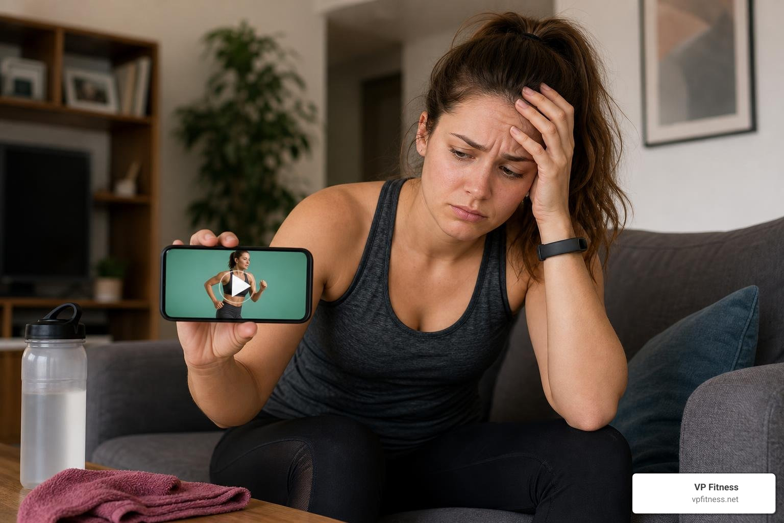 Frustrated user dealing with unskippable ads on a free weight loss app Frustrated user dealing with unskippable ads on a free weight loss app