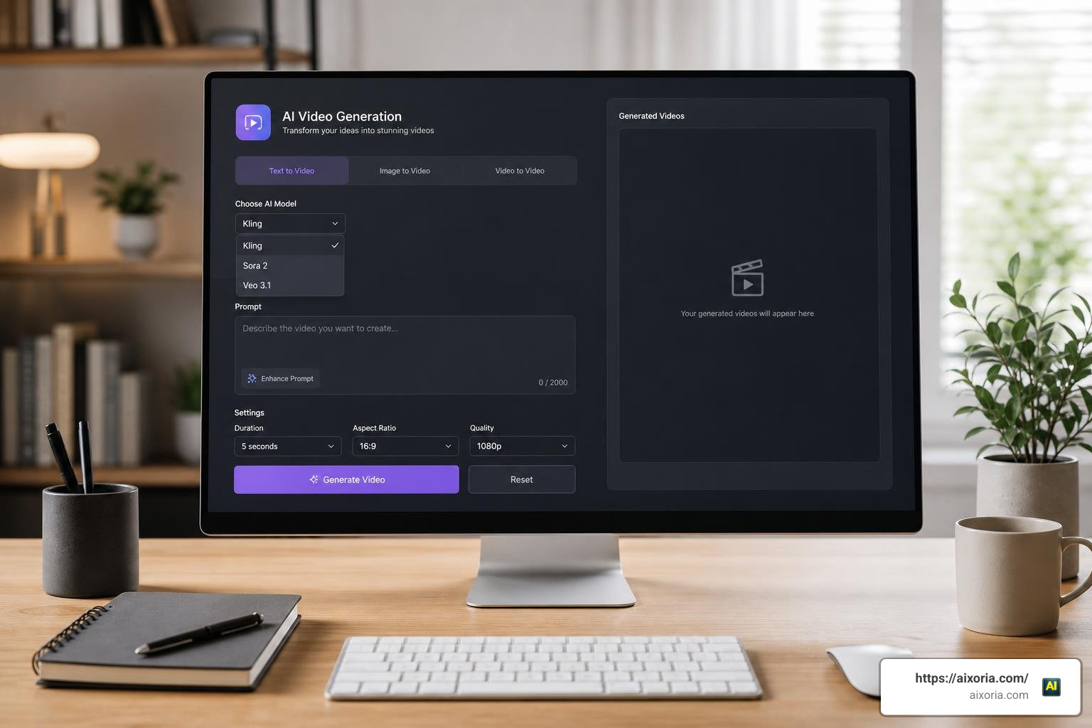 Zorq AI video generation interface showing model selection and prompt box