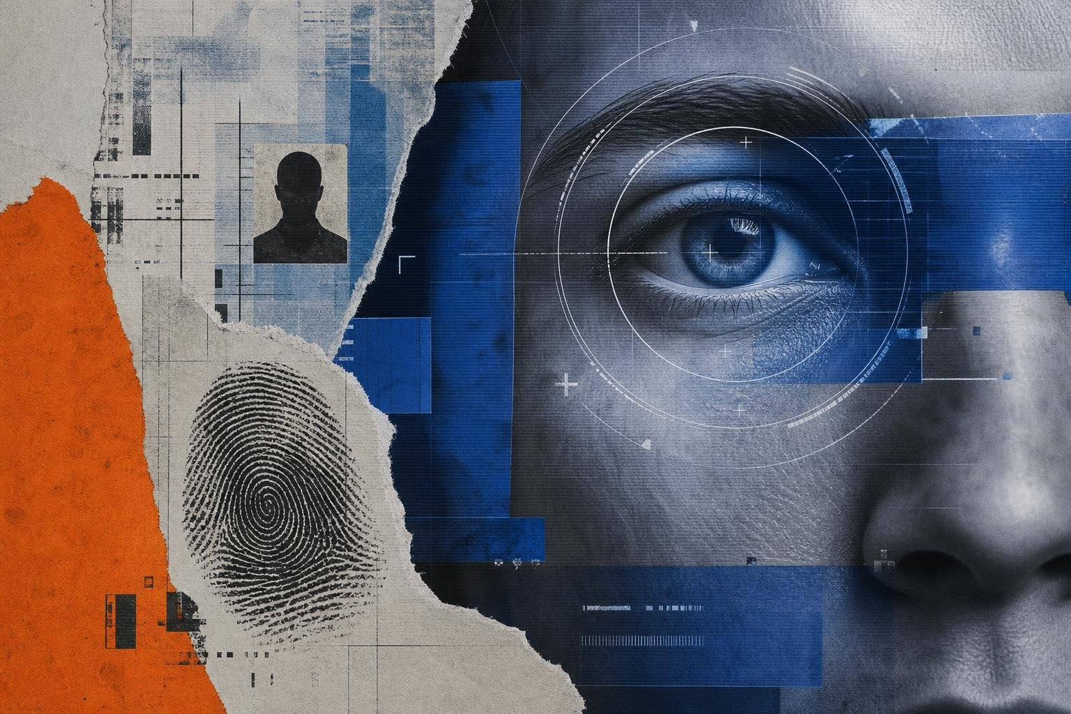 cyber security collage depicting visual scanning and biometric data breach cyber security collage depicting visual scanning and biometric data breach