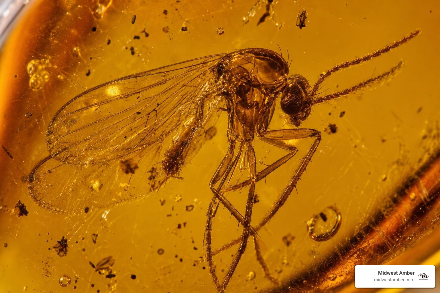 microscopic details of a fossilized gnat