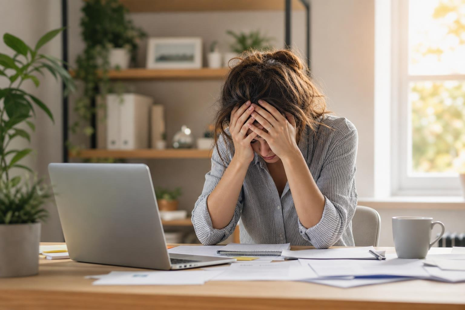 person experiencing work burnout and stress