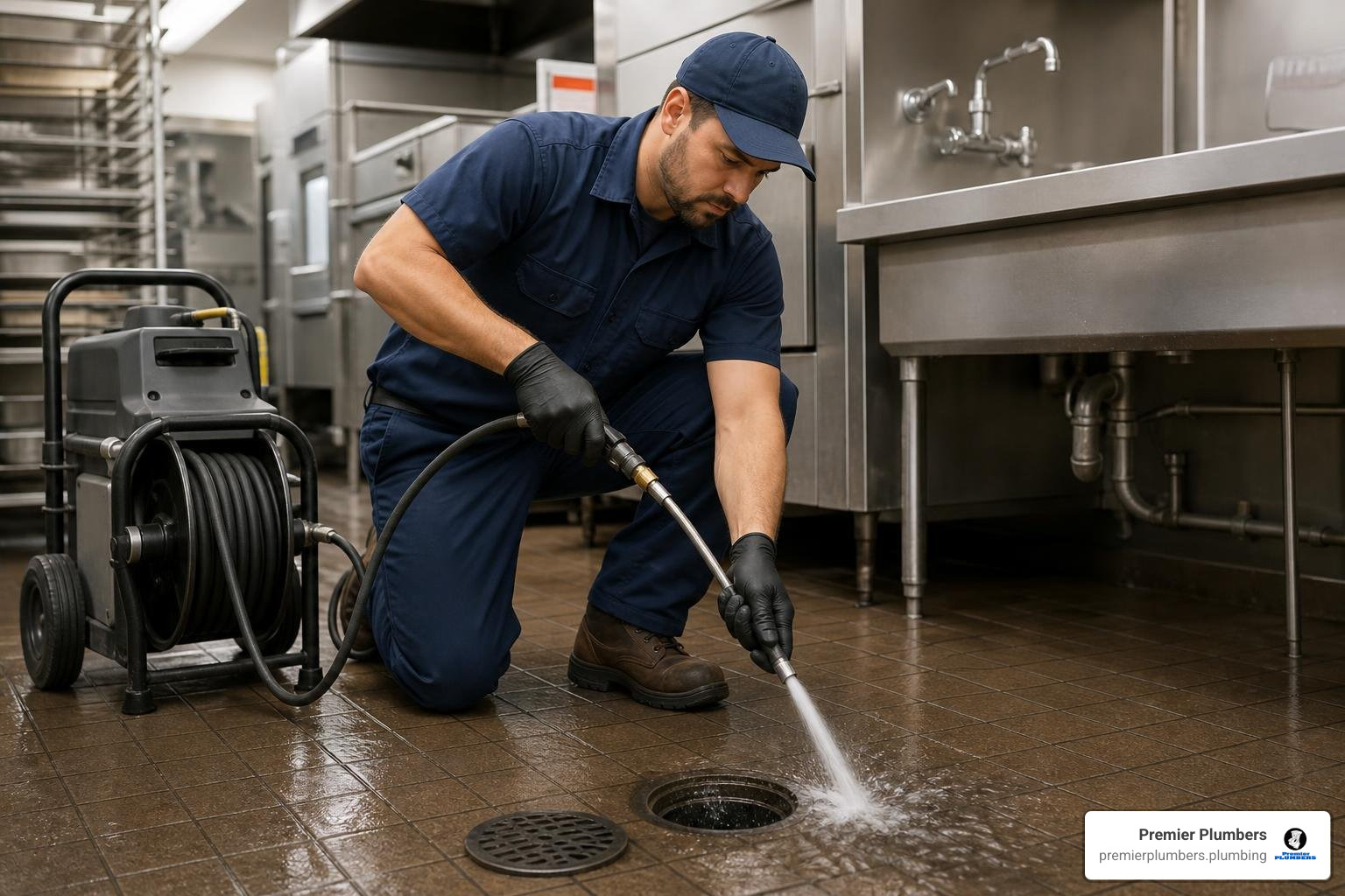 plumber clearing drain