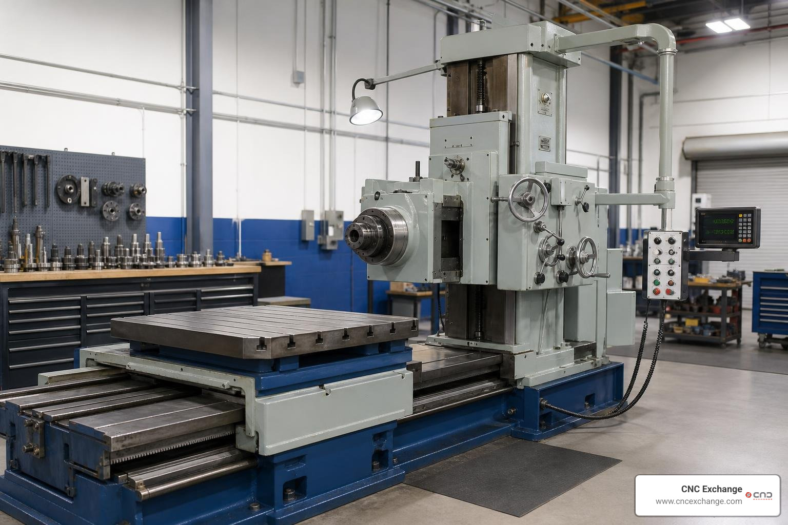Rebuilt Giddings & Lewis manual horizontal boring mill in a clean shop environment Rebuilt Giddings & Lewis manual horizontal boring mill in a clean shop environment