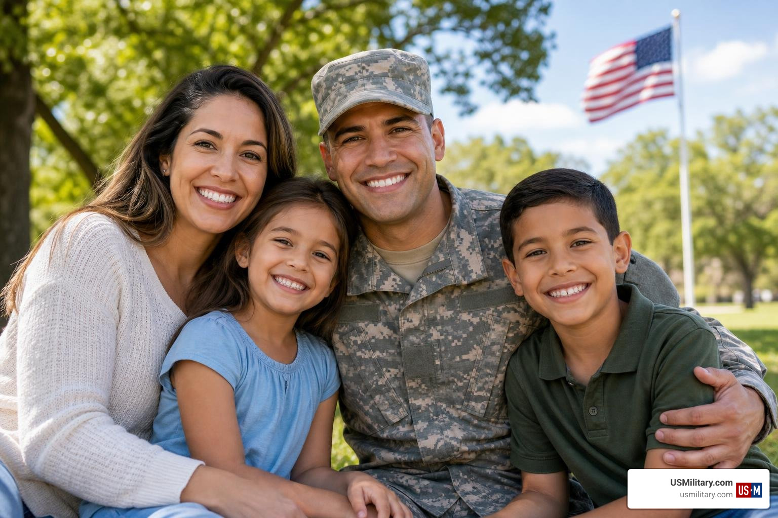 American military family smiling together