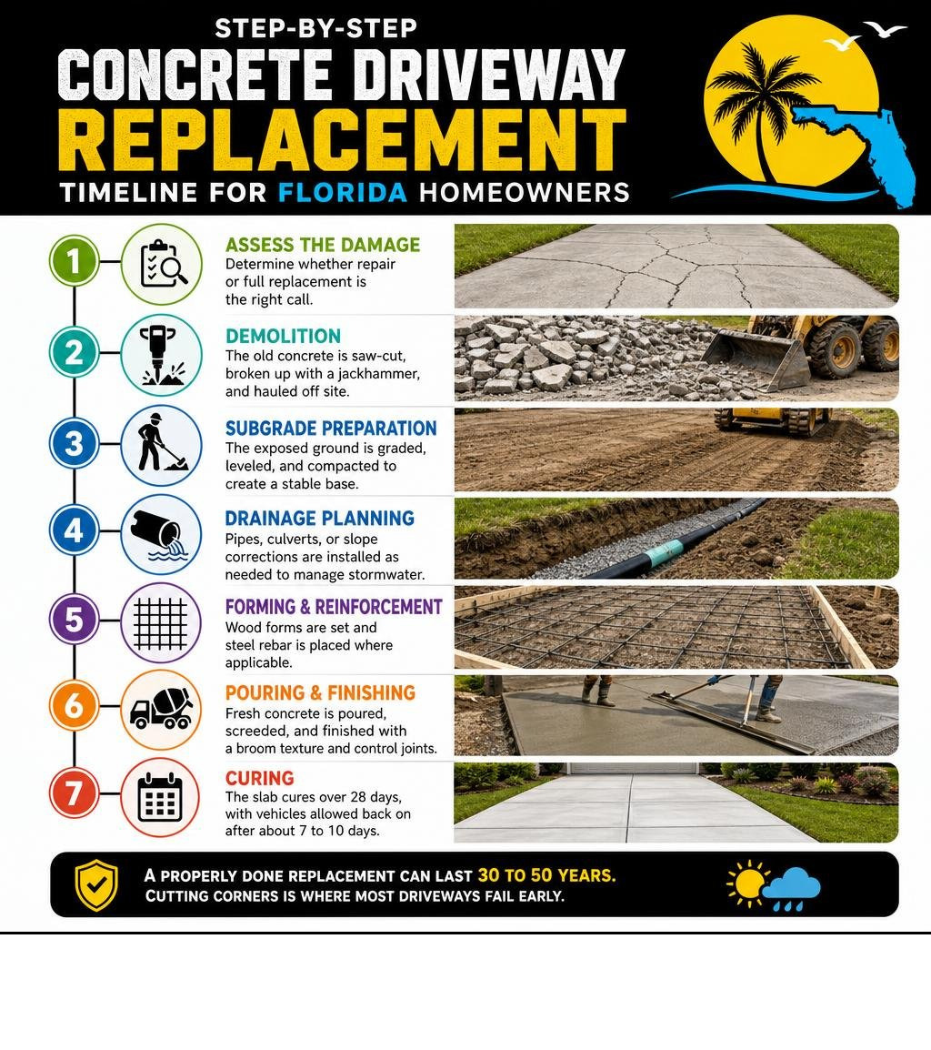 concrete driveway removal and replacement process in Florida