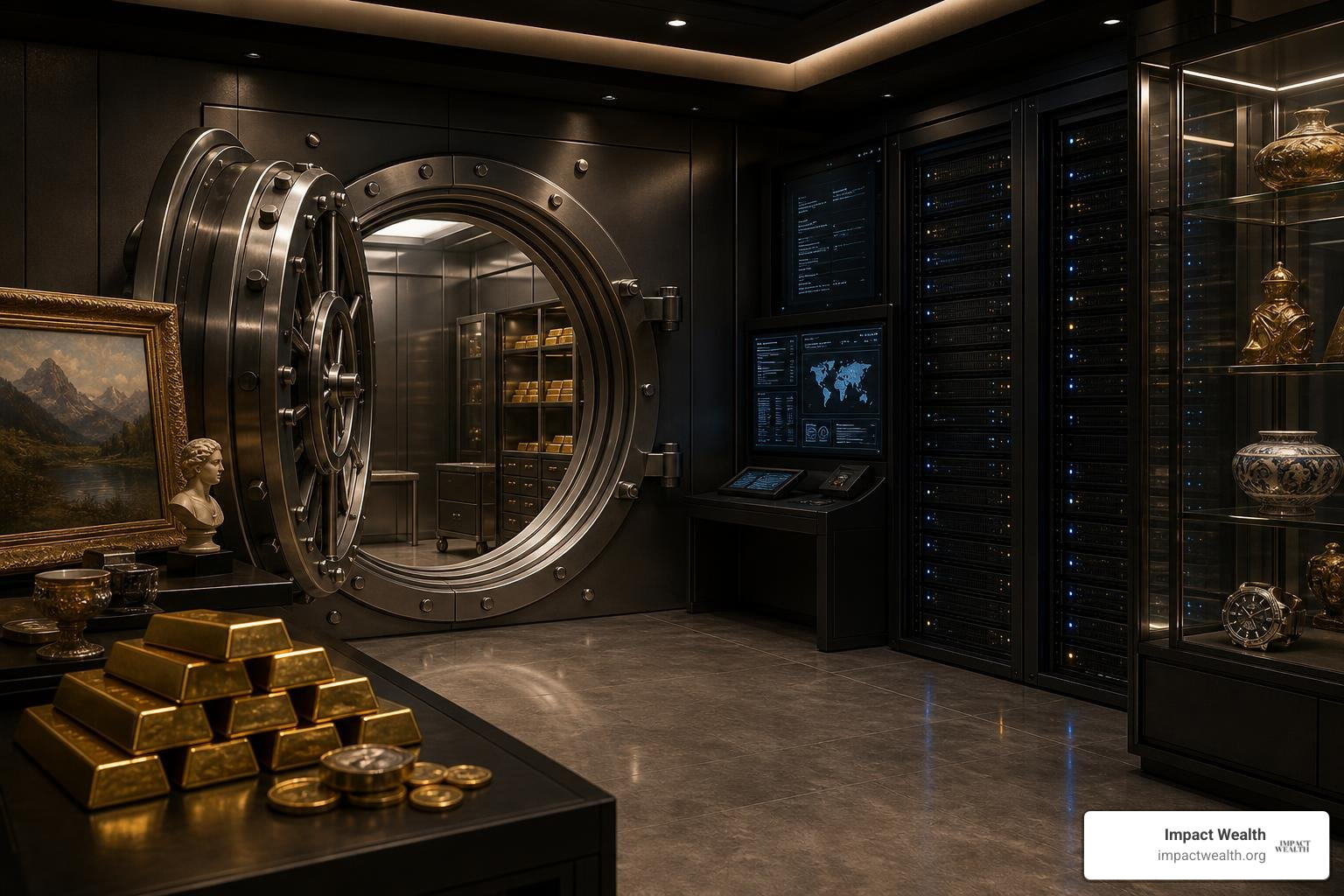 Family office vault securing physical and digital treasures