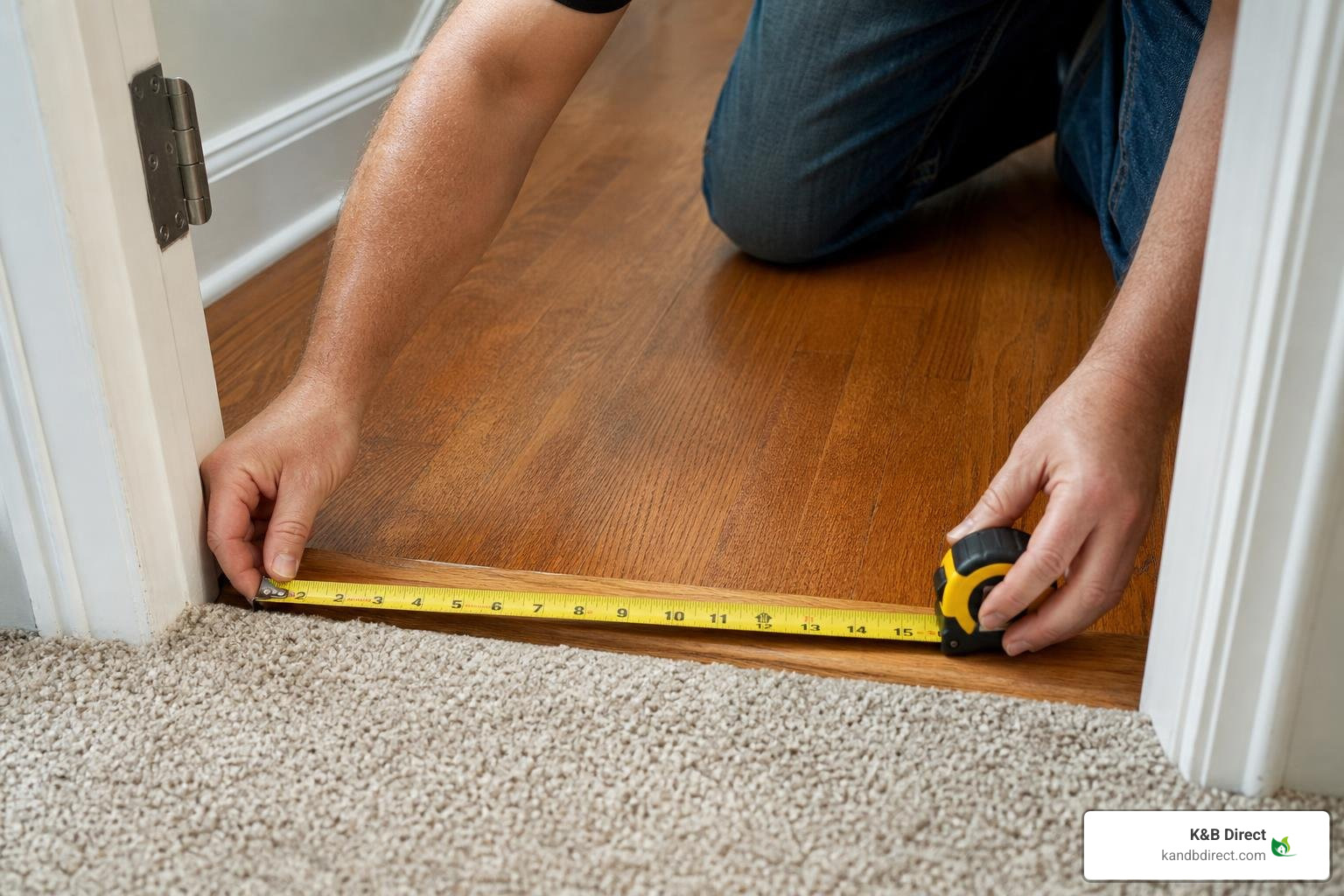 Measuring a doorway threshold before selecting trim