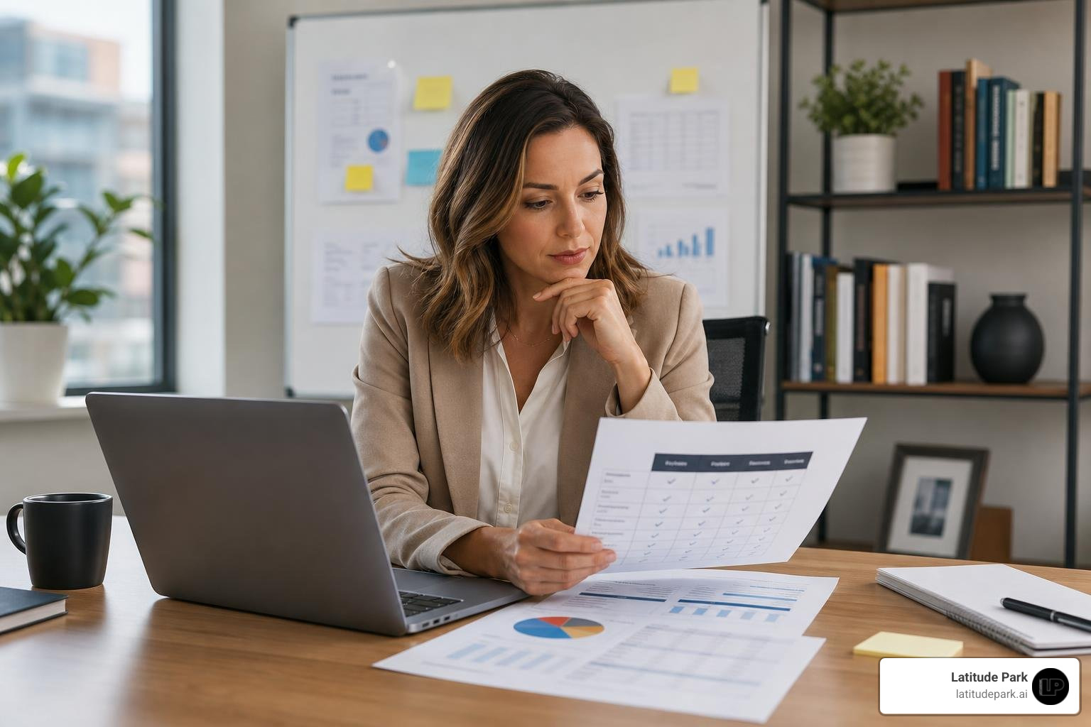 A marketing director reviewing and comparing different PR distribution service features