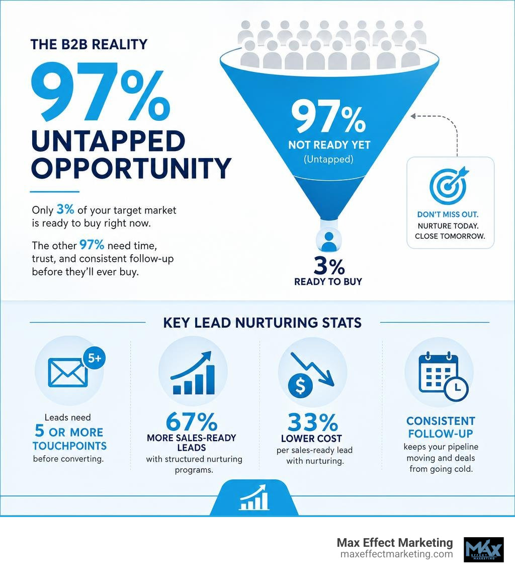 Infographic showing the 97% untapped B2B market and key lead nurturing stats infographic Infographic showing the 97% untapped B2B market and key lead nurturing stats infographic