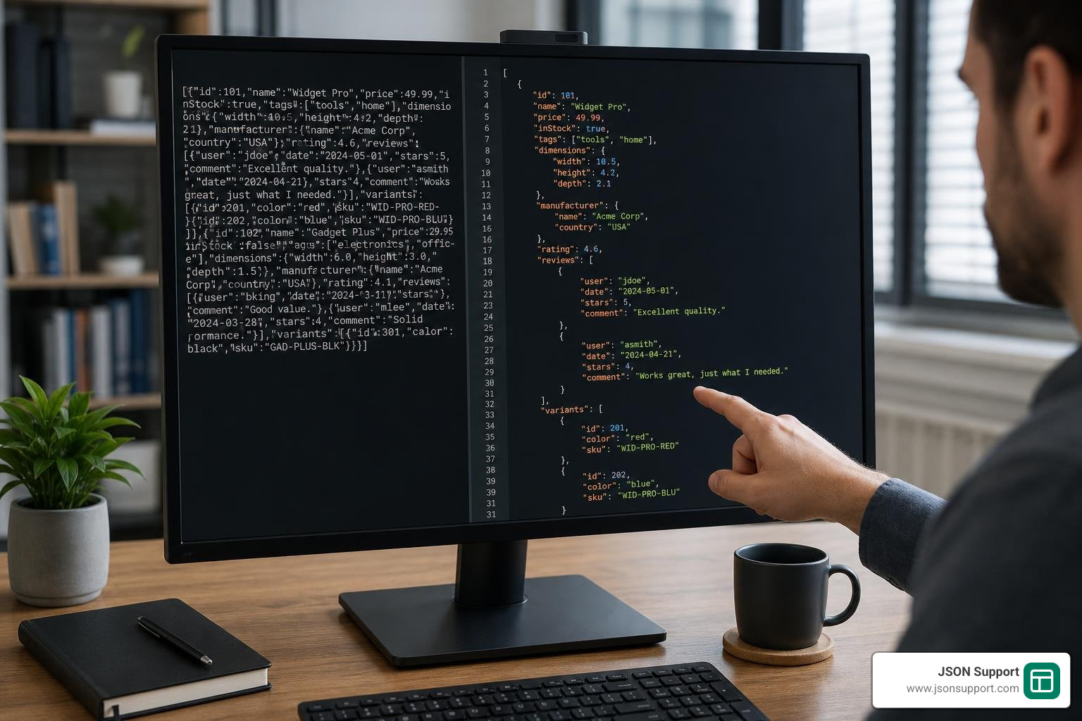json format reader