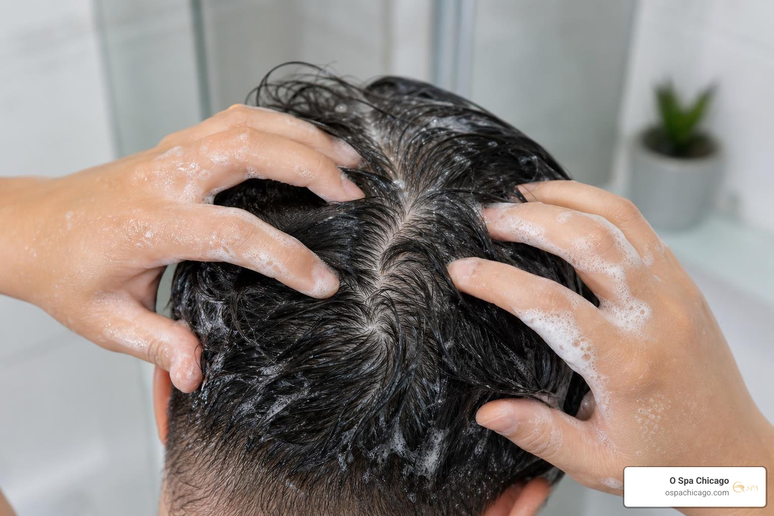 Proper application of medicated shampoo directly to the scalp Proper application of medicated shampoo directly to the scalp