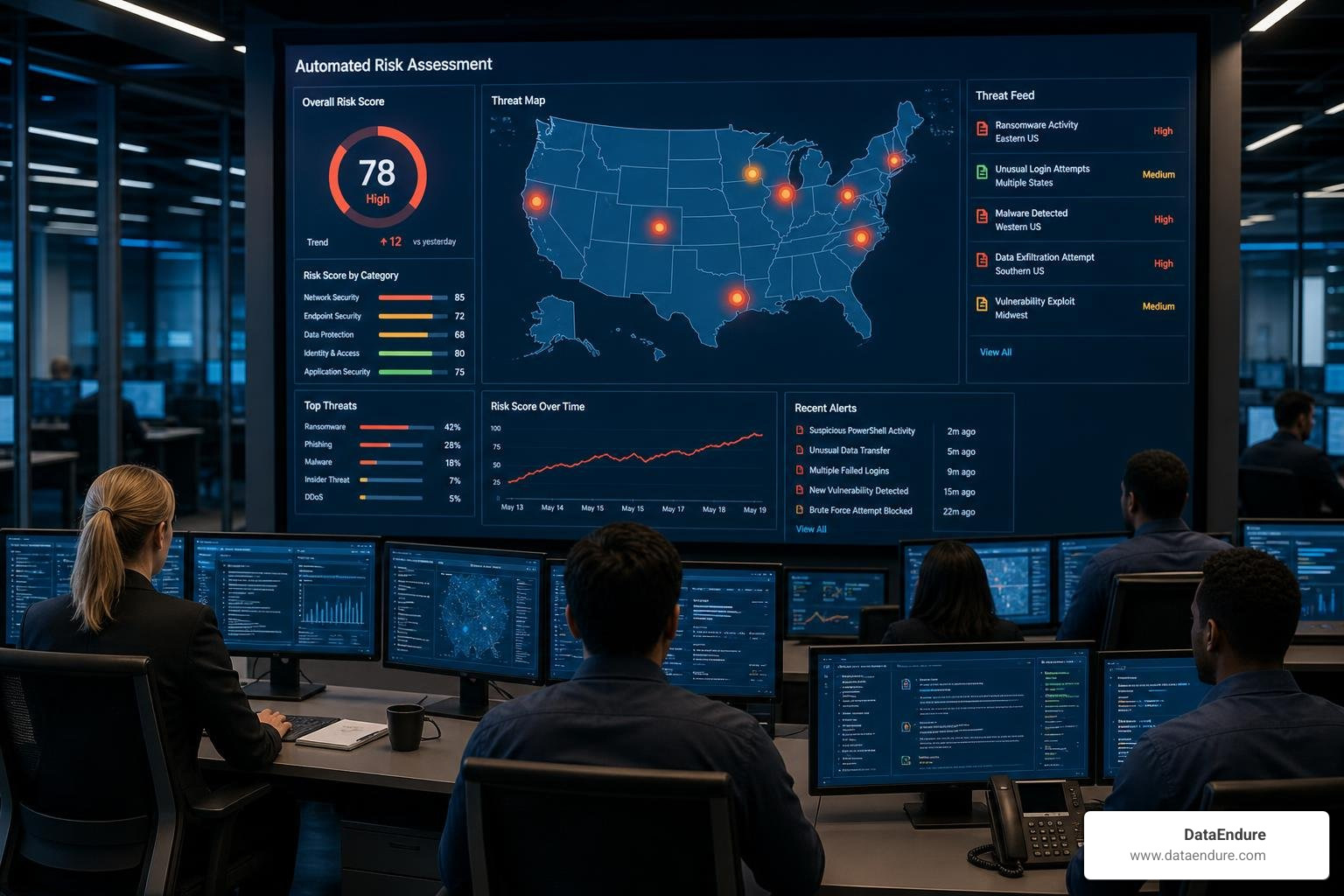 Automated risk dashboard showing real-time threat intelligence Automated risk dashboard showing real-time threat intelligence