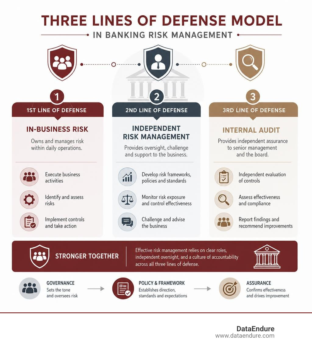 Three lines of defense model in banking risk management at Citi infographic Three lines of defense model in banking risk management at Citi infographic