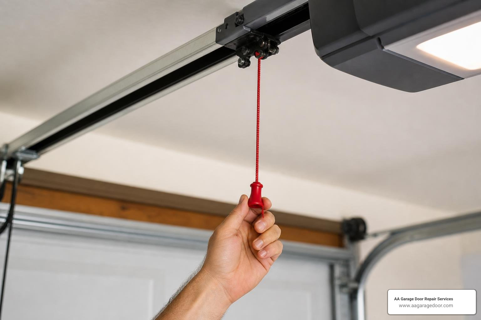 pulling the red emergency release cord