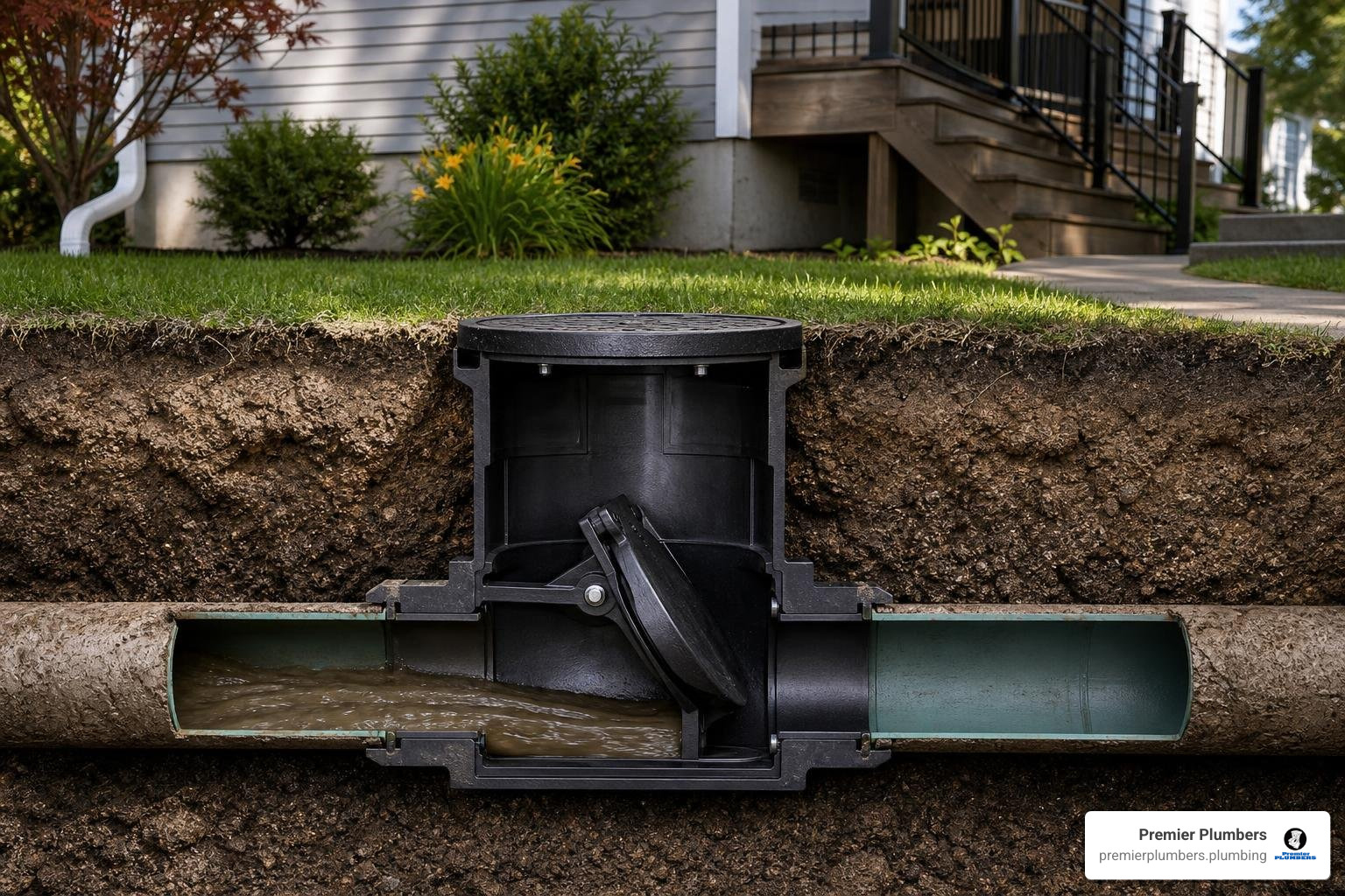installation of a backwater valve in a main sewer line installation of a backwater valve in a main sewer line