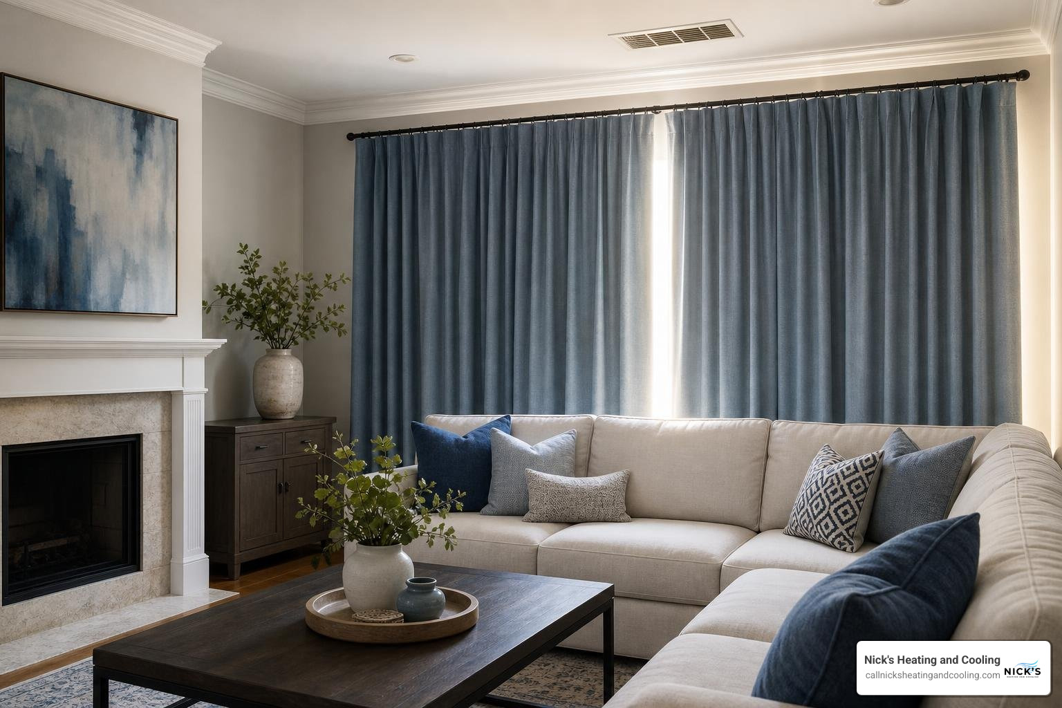 Comfortable, cool Birmingham home interior during summer Comfortable, cool Birmingham home interior during summer