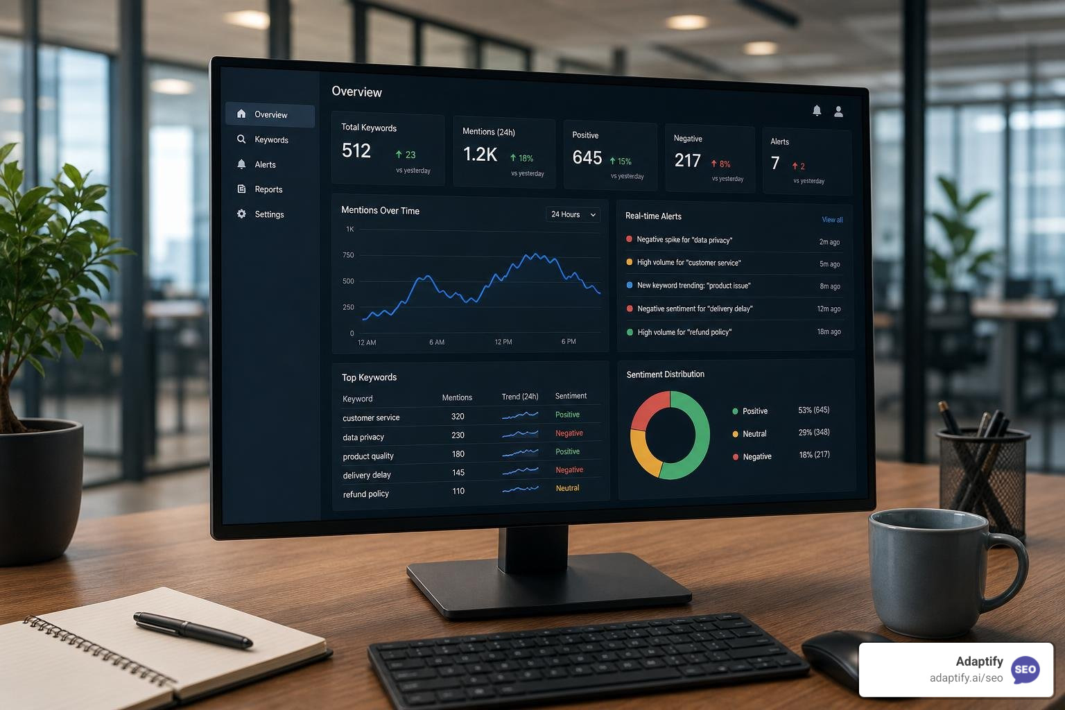 online keyword monitoring tool dashboard