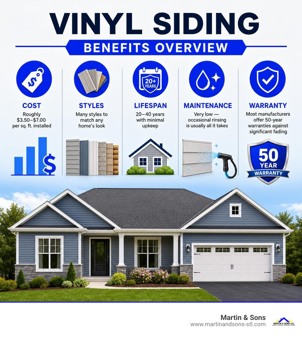 Vinyl siding benefits overview infographic: cost, styles, lifespan, maintenance, and warranty infographic Vinyl siding benefits overview infographic: cost, styles, lifespan, maintenance, and warranty infographic