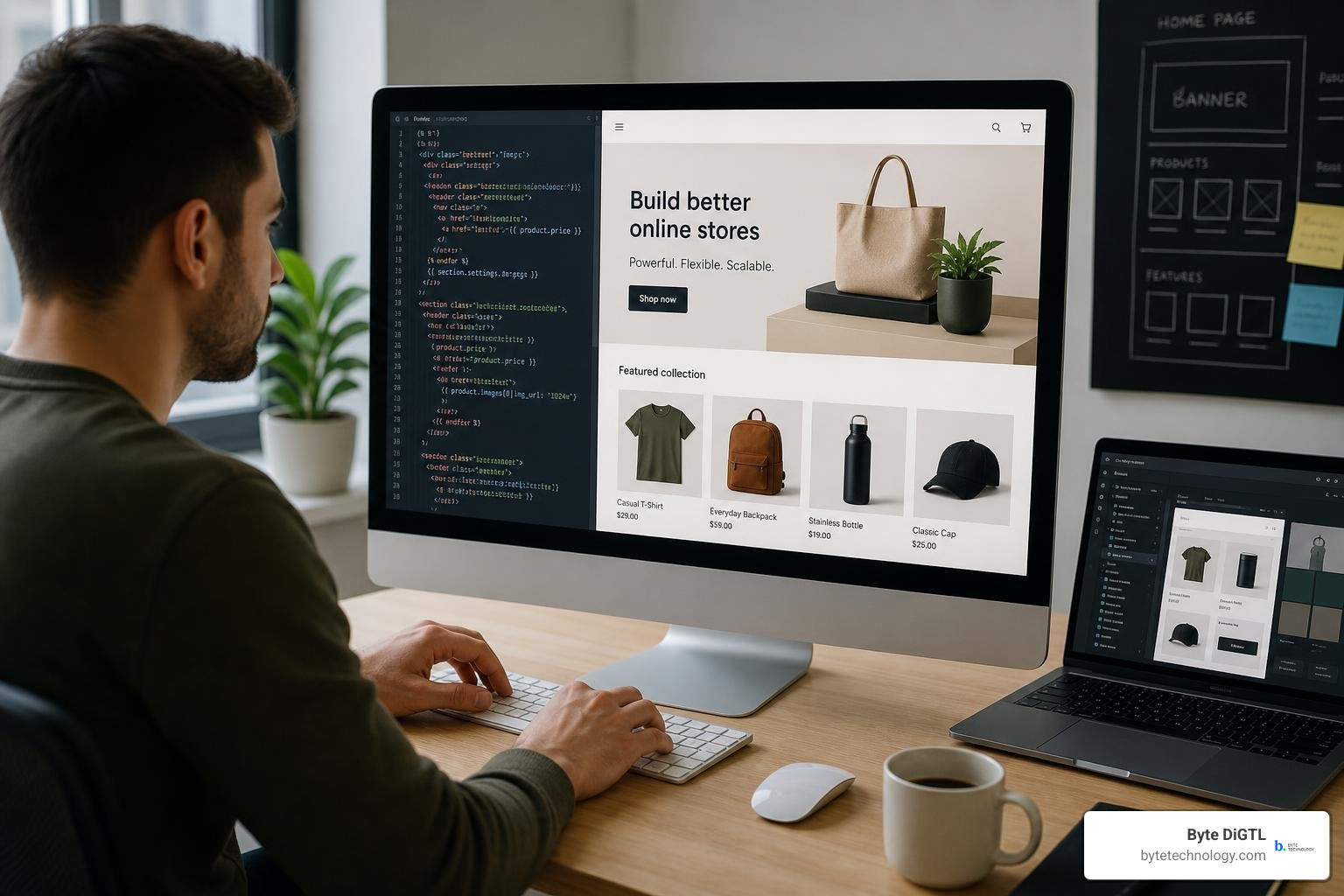 Shopify CLI terminal interface displaying theme initialization commands Shopify CLI terminal interface displaying theme initialization commands