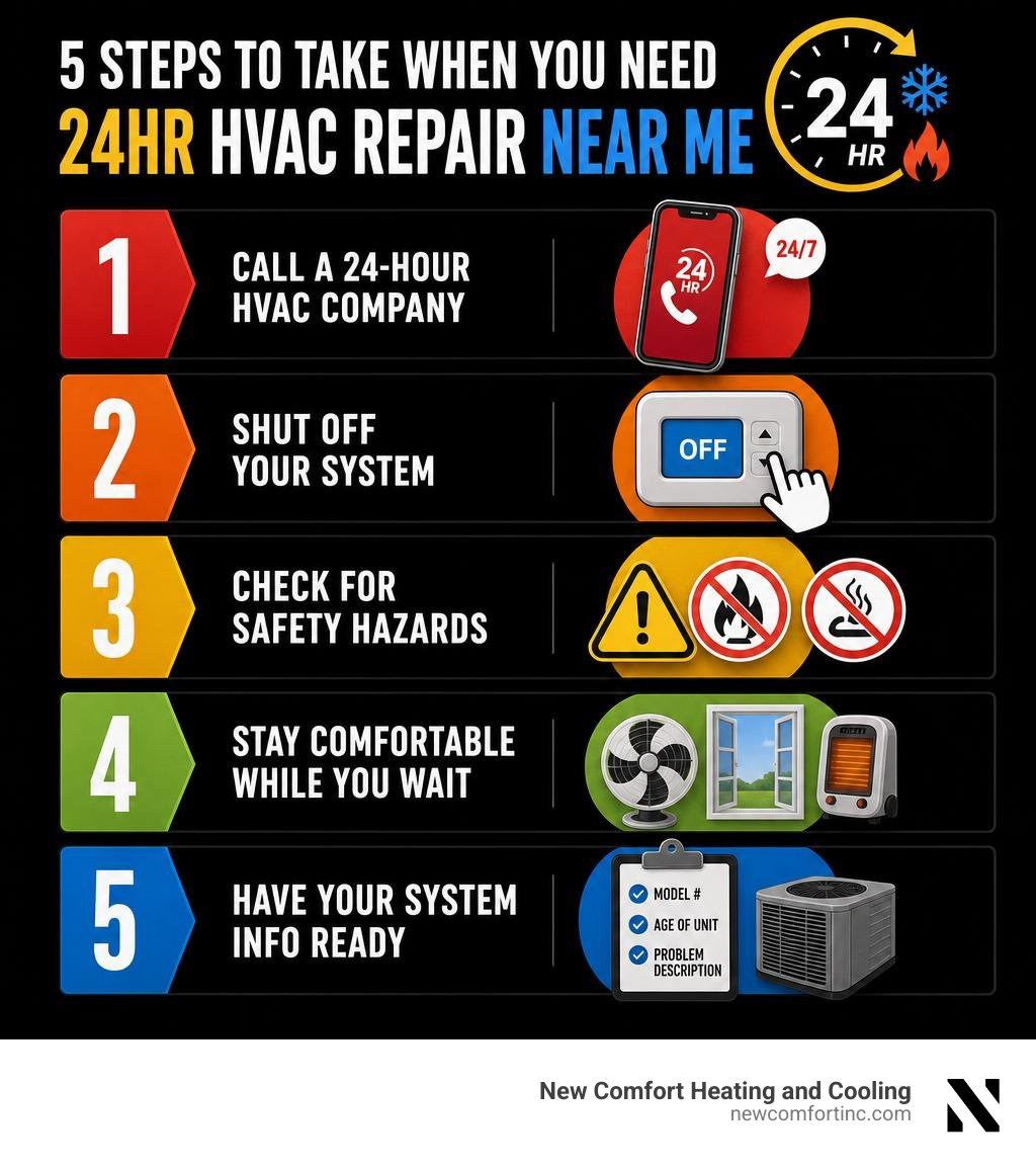 Infographic: 5 steps to take when you need 24hr HVAC repair near me infographic